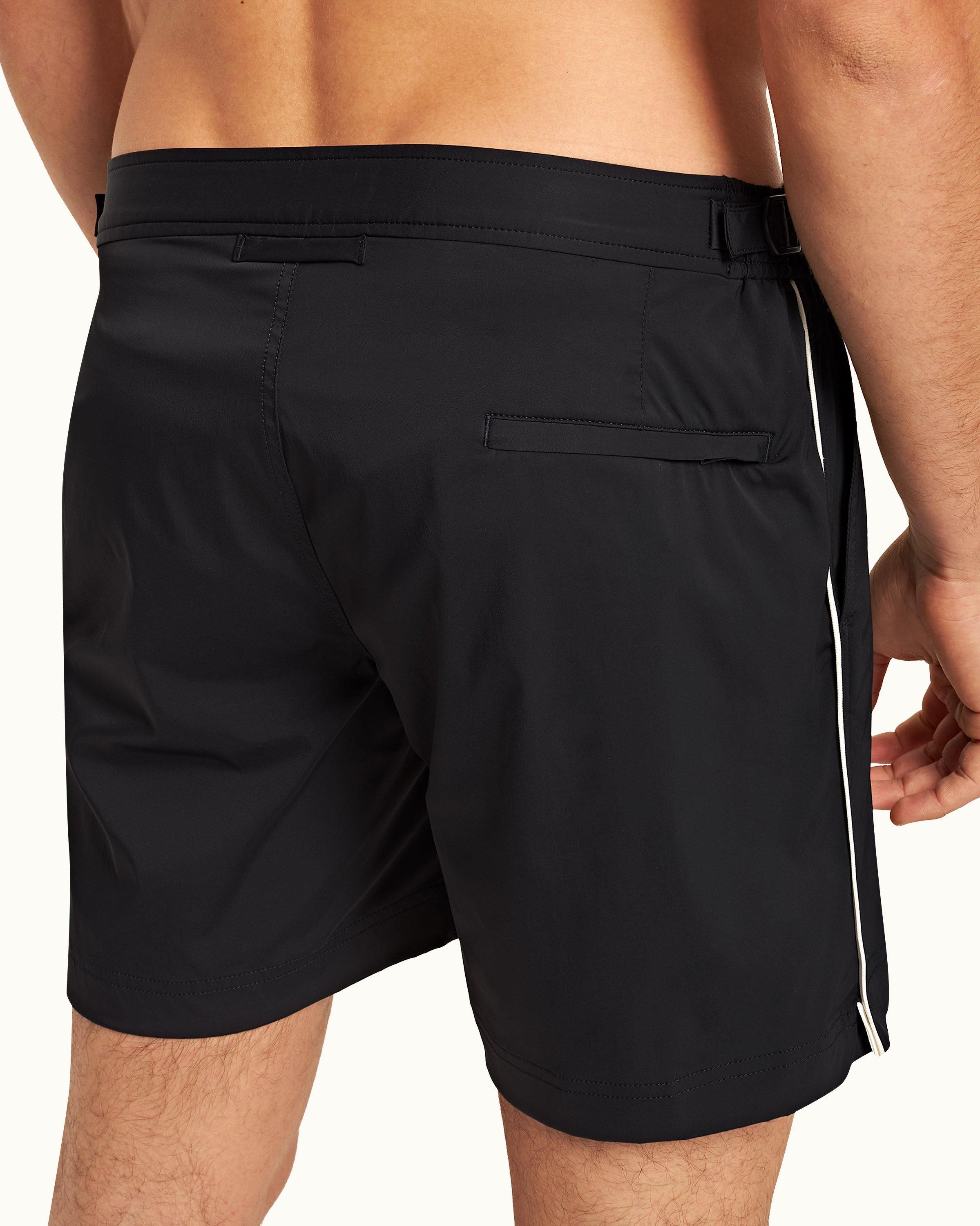 Orlebar Brown Bulldog - White Sand/Night Iris Geometric Orb Jacquard Mid-Length Swim Shorts