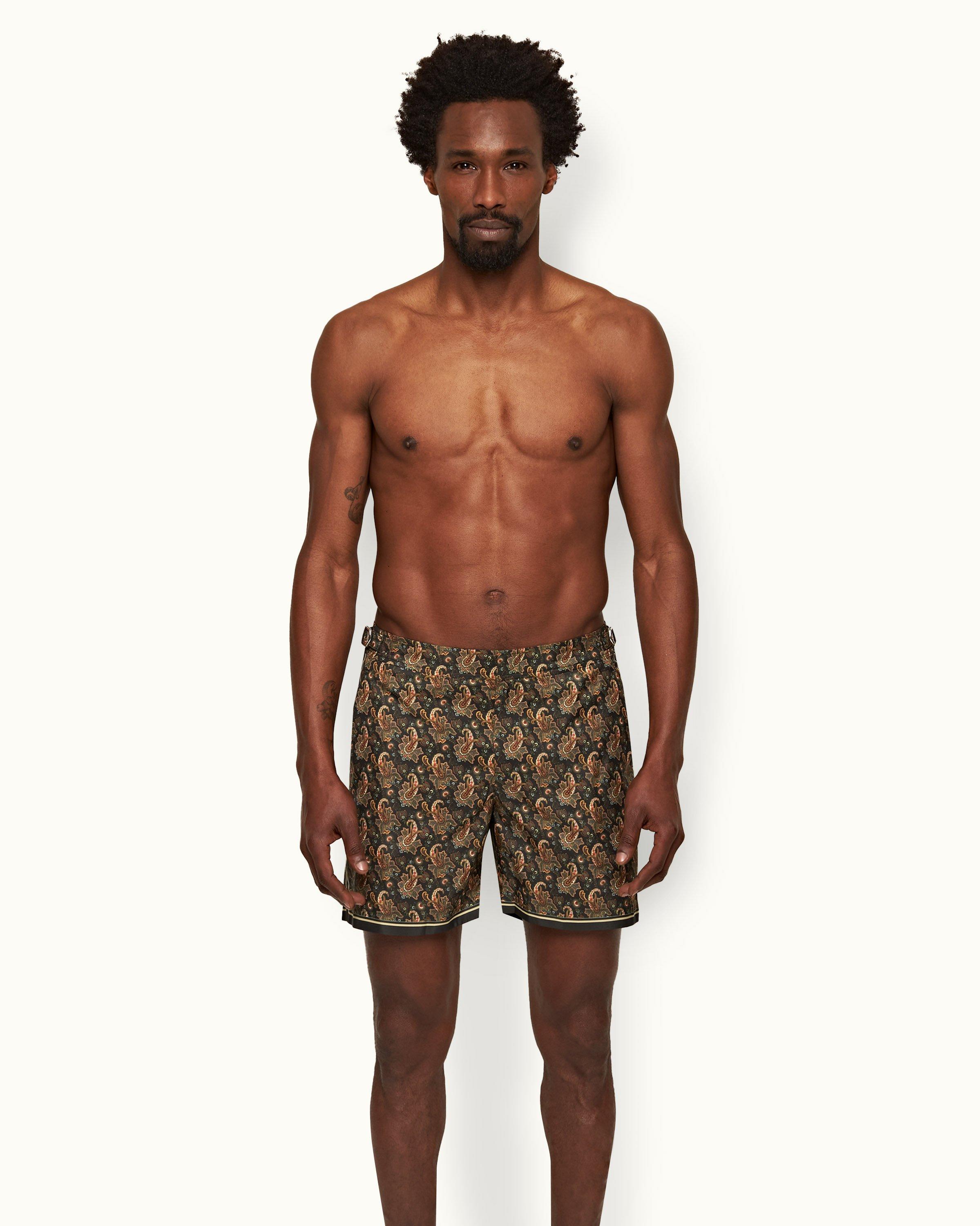 Palm Sunny Paisley Mid-Length Swim Shorts