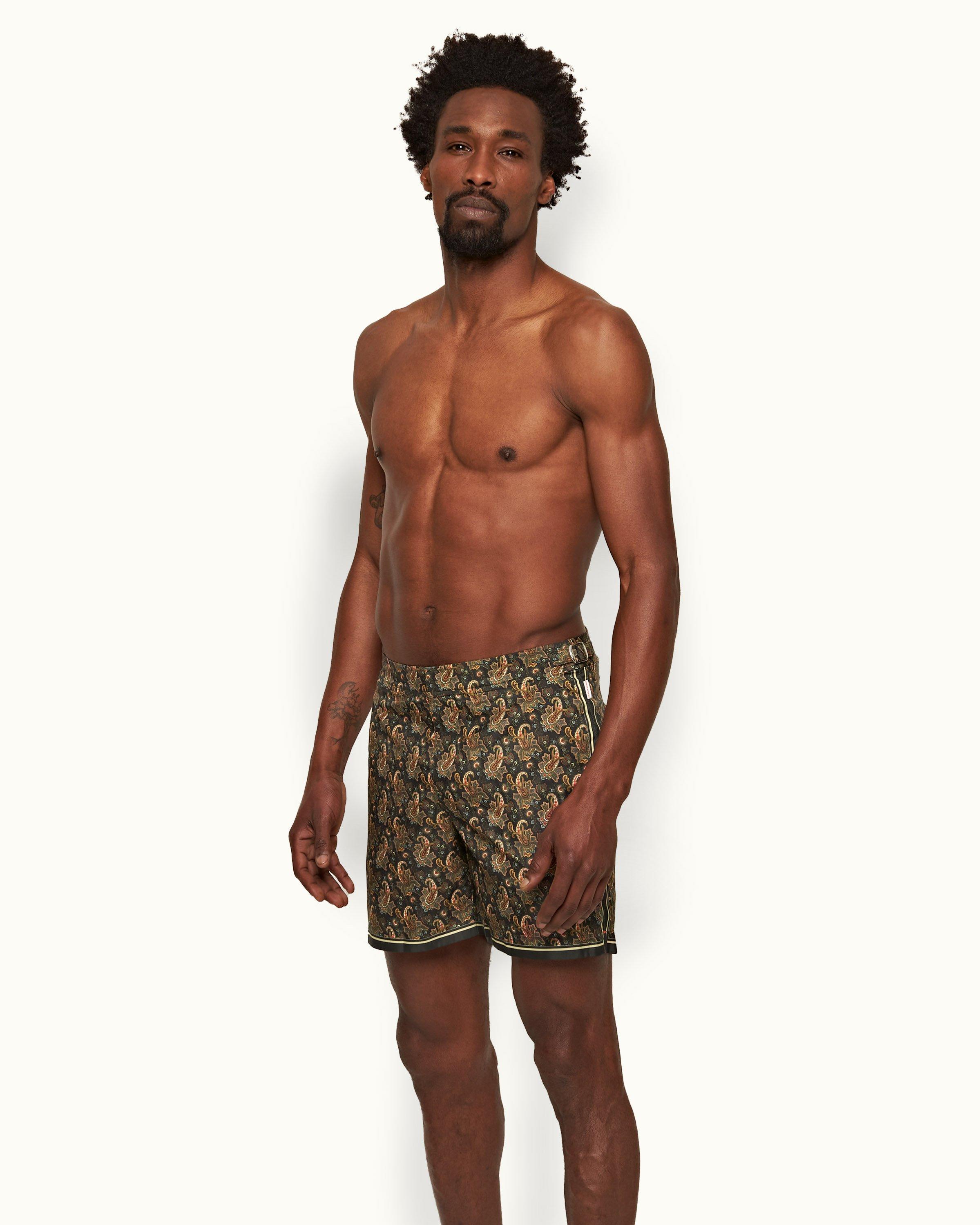 Palm Sunny Paisley Mid-Length Swim Shorts