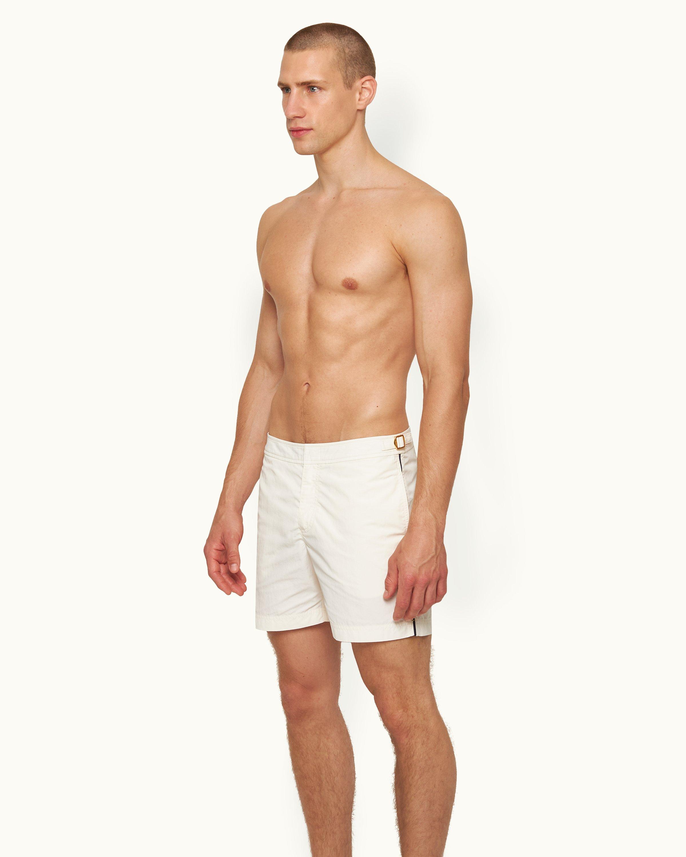 Orlebar Brown| White Sand Tape Insert Mid-Length Swim Shorts