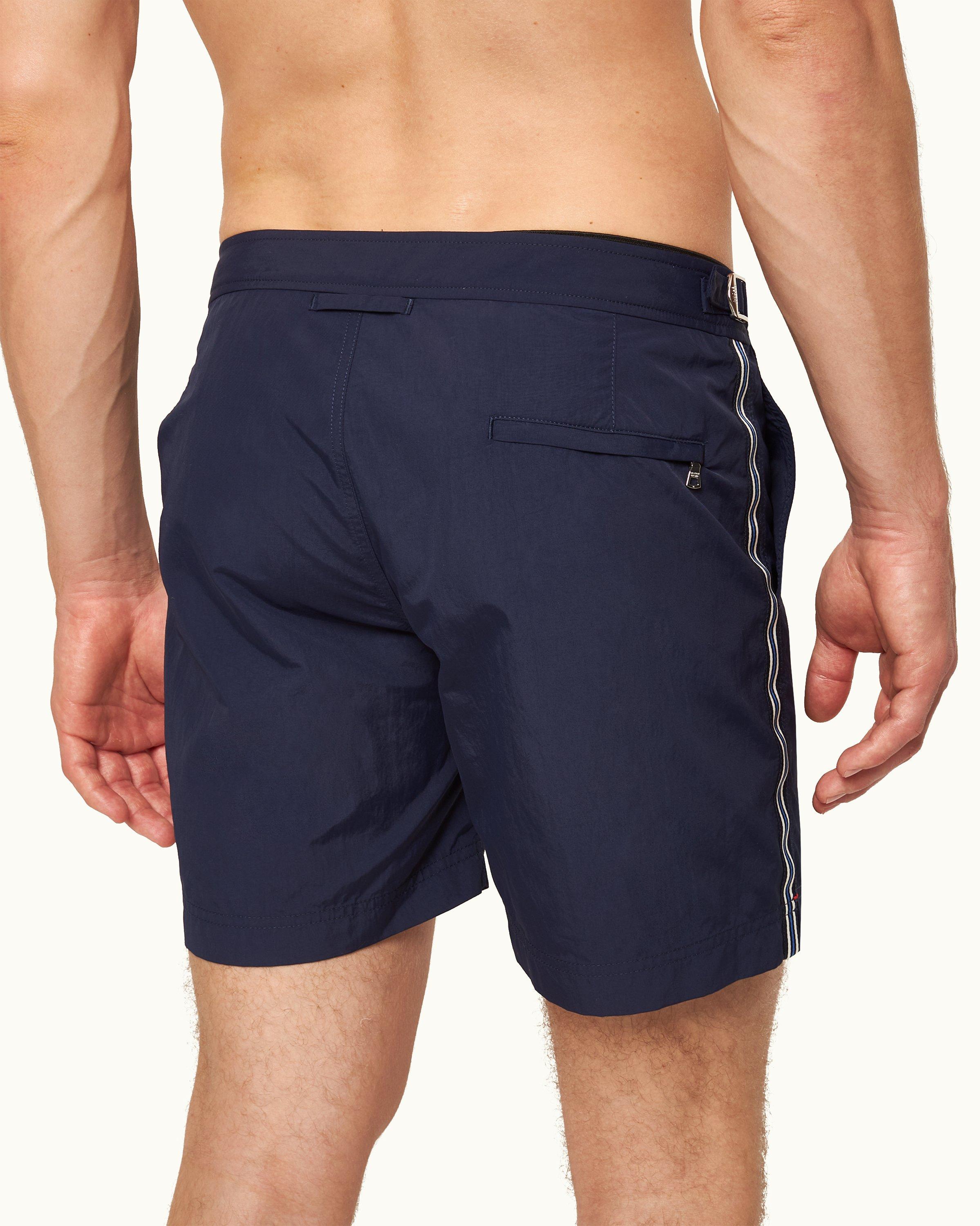 Bulldog Striped Swim Shorts in Blue - Orlebar Brown