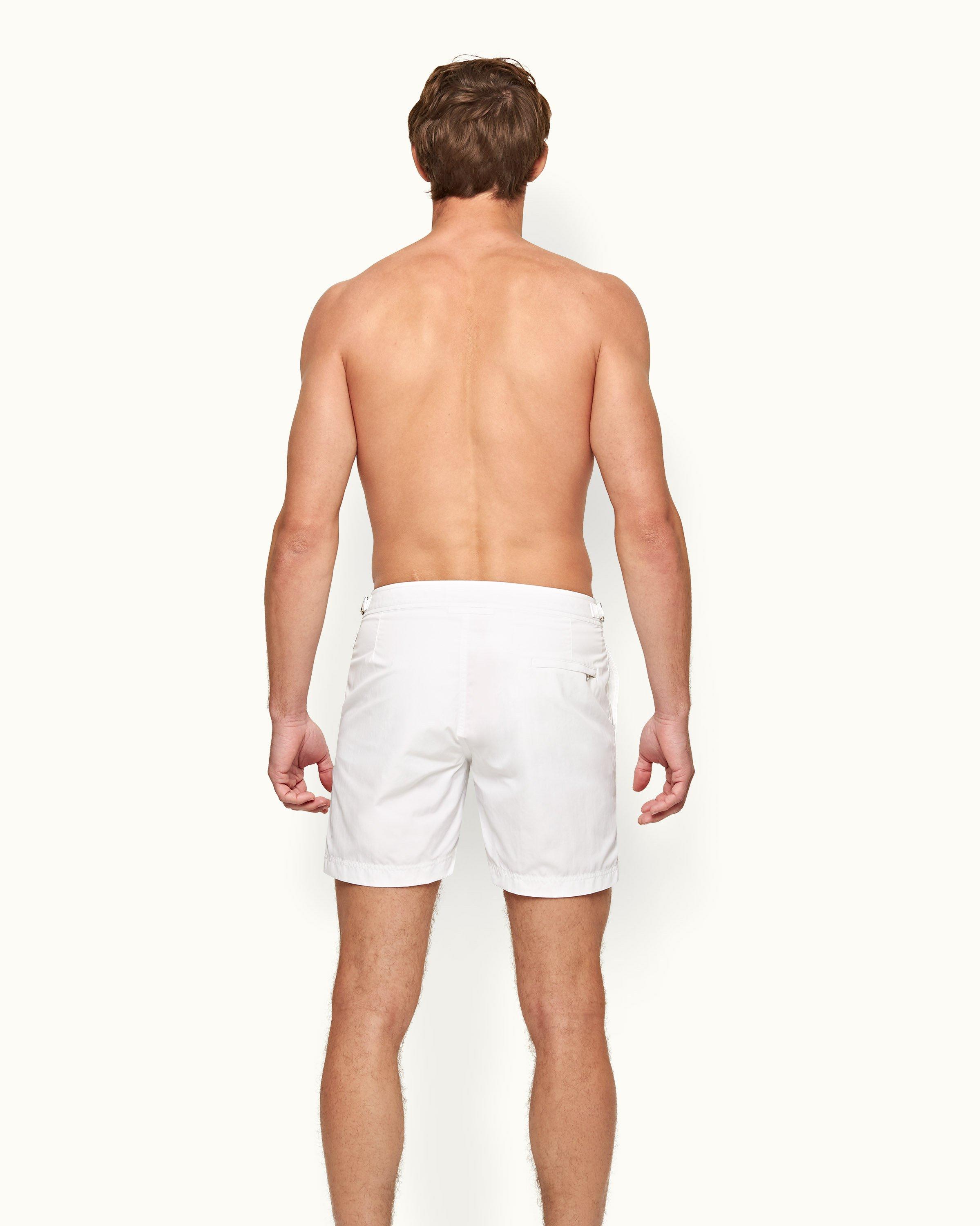 Orlebar Brown Bulldog - White Sand/Night Iris Geometric Orb Jacquard Mid-Length Swim Shorts