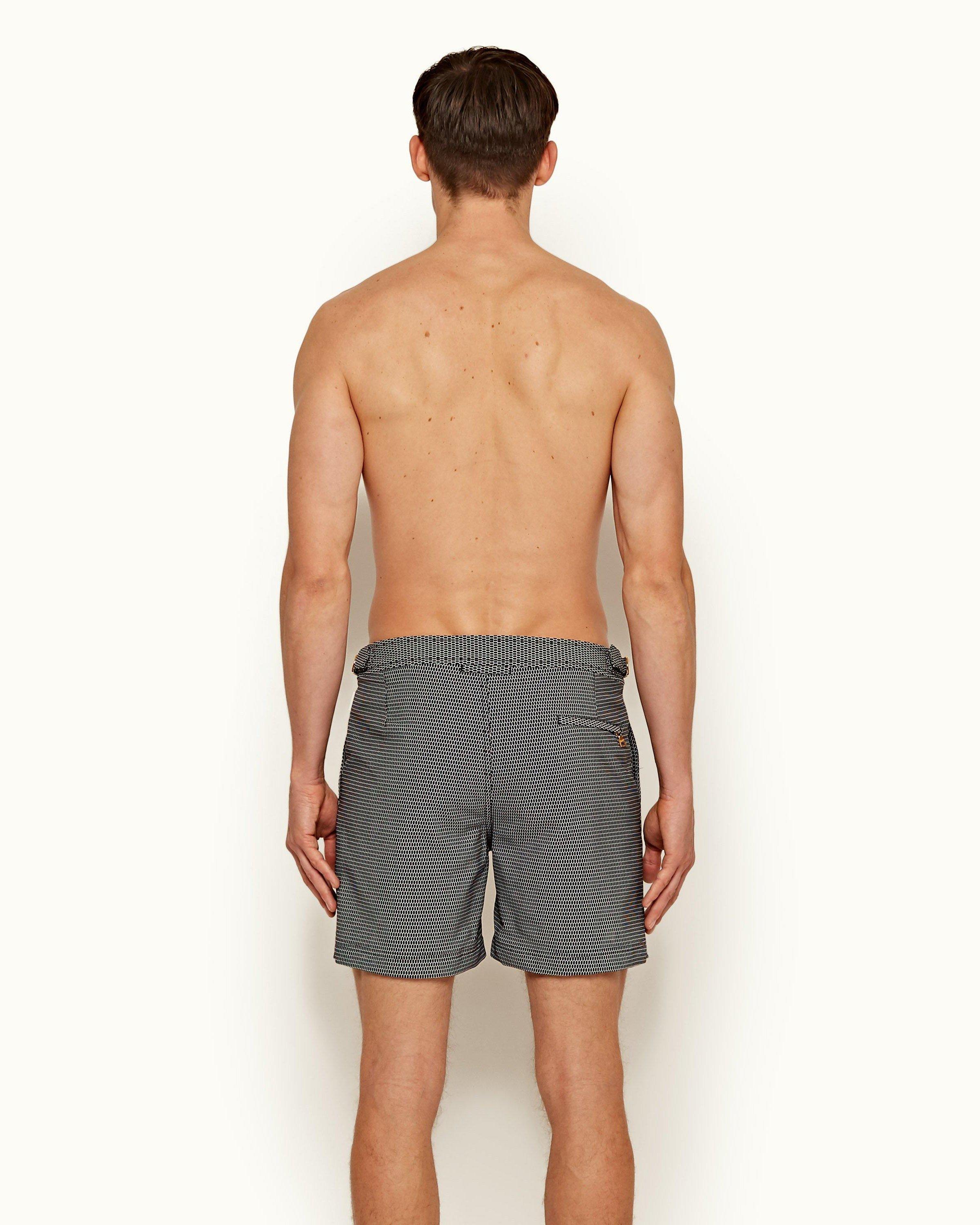 Orlebar Brown Black/Port Bulldog X Aquila Print Mid-Length Swim Shorts