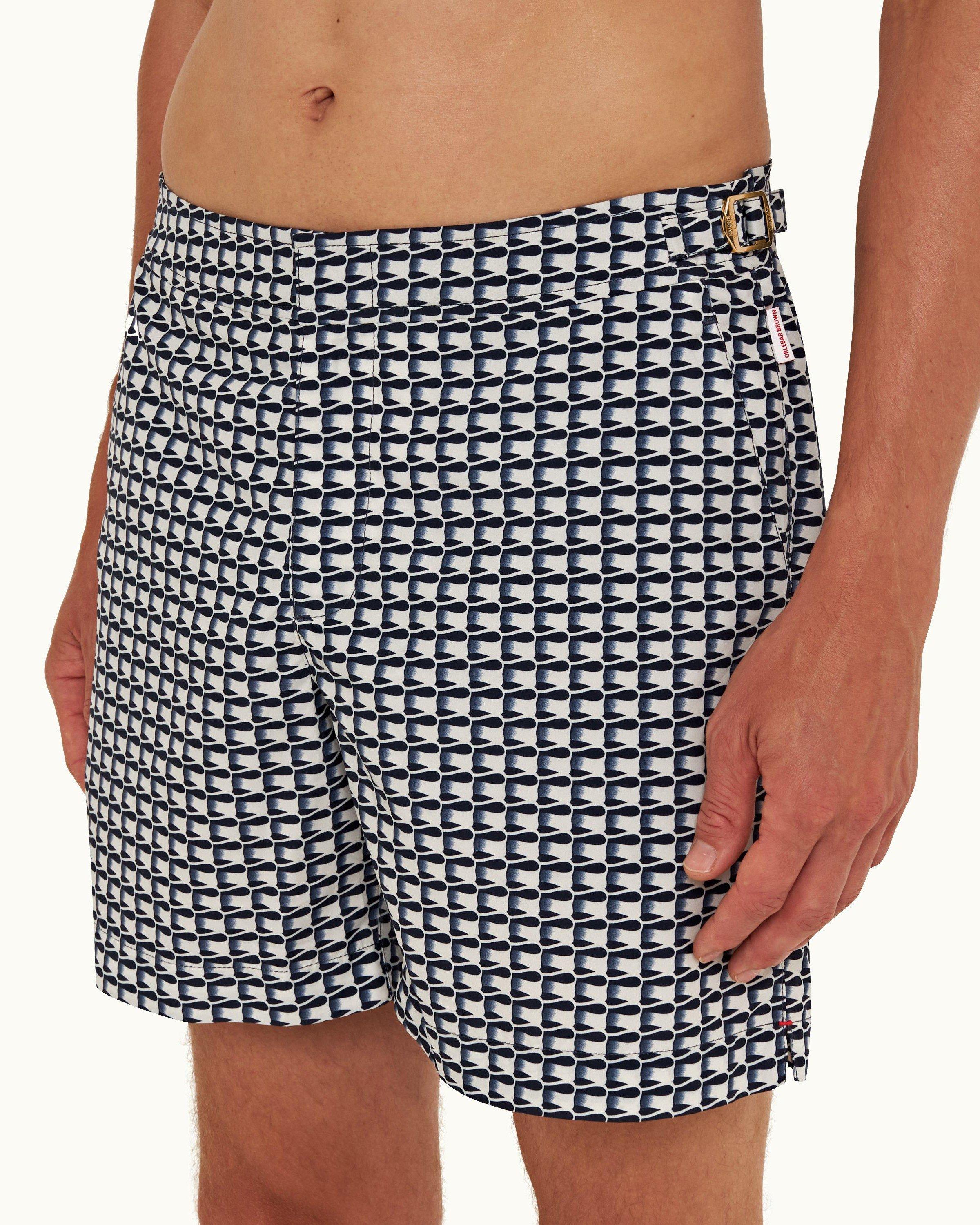 Orlebar Brown White/Night Iris Floret Shorter-Length Swim Shorts