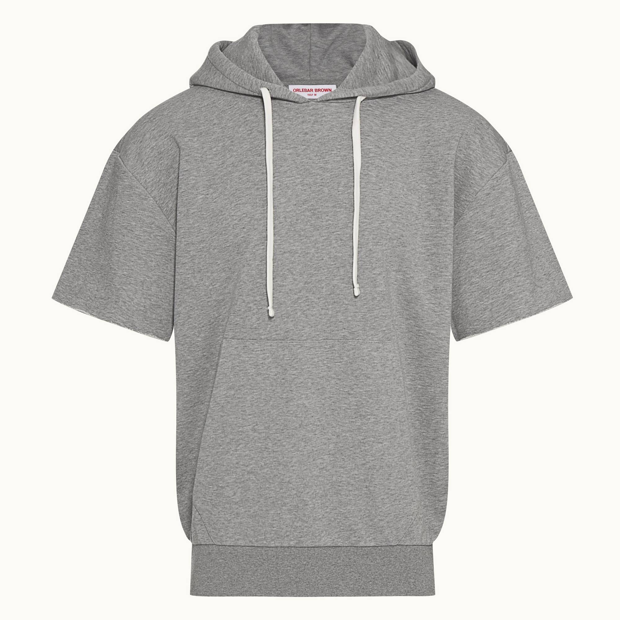 Calvi - Mens Grey Melange Relaxed Fit Short-Sleeve Hooded Sweatshirt
