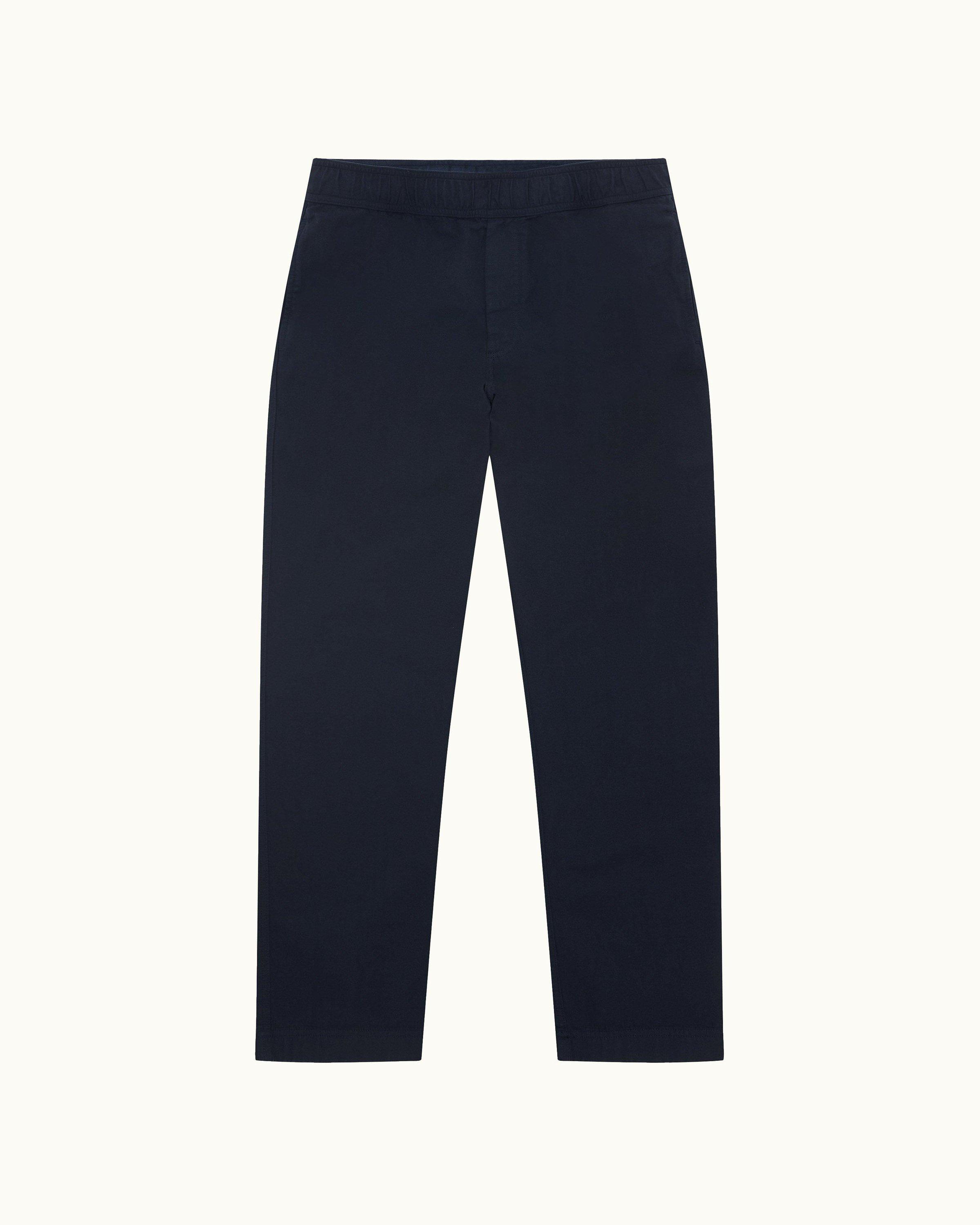 Mens Blue Relaxed Fit Linen Trousers, Luxury Menswear