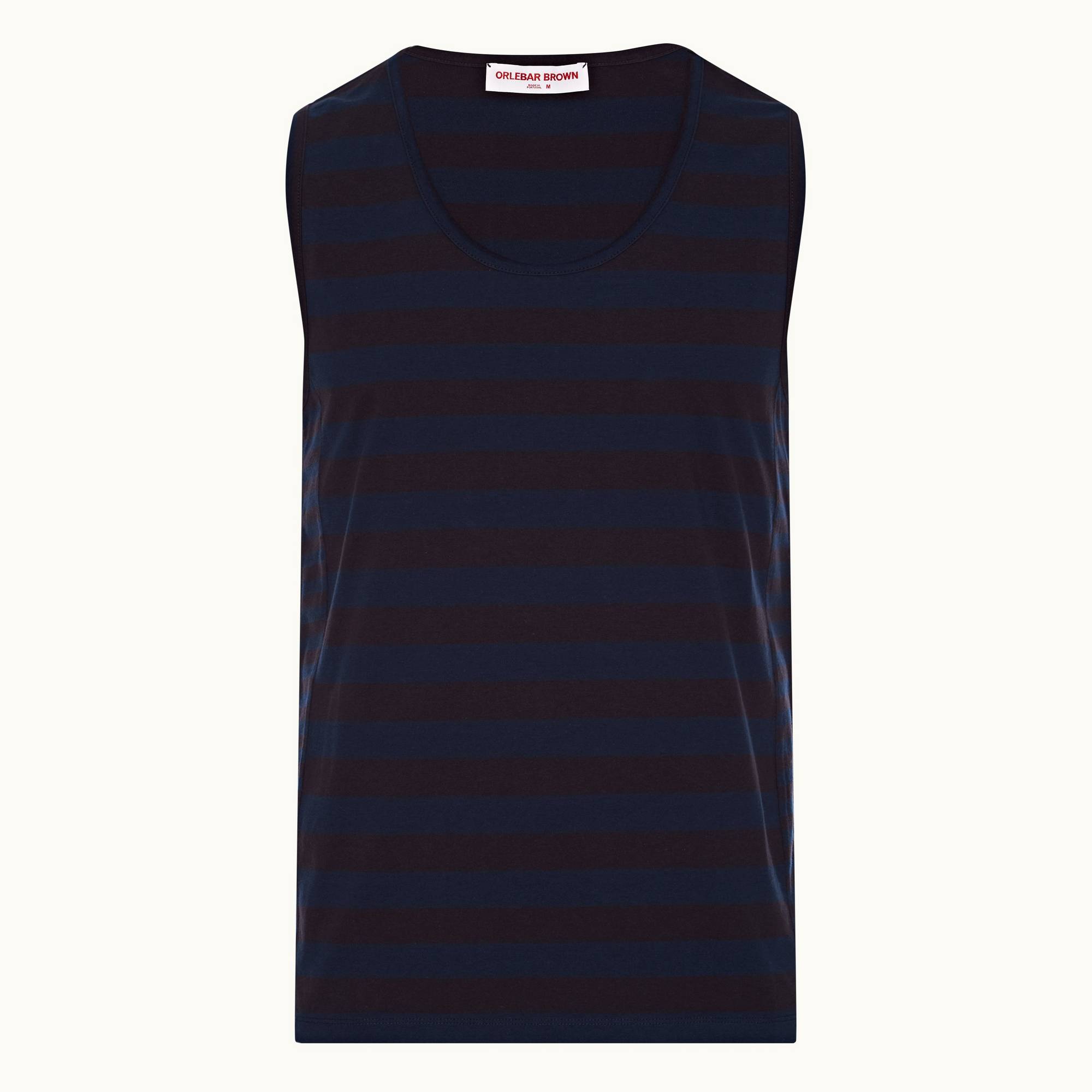 Cherbury Stripe - Mens Dark Sapphire Mix Stripe Tailored Fit Organic Cotton Vest