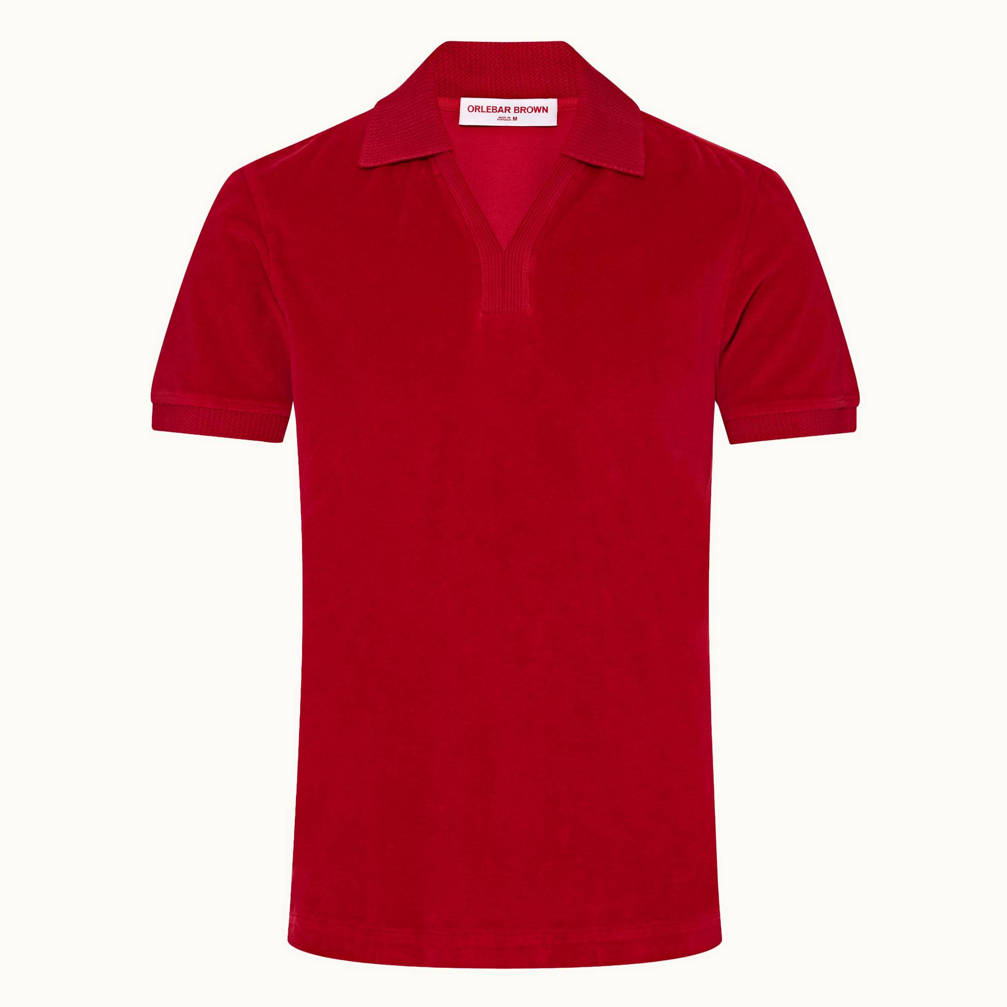 Clive Towelling - Mens Vermillion Classic Fit Ribbed Collar Towelling Polo Shirt