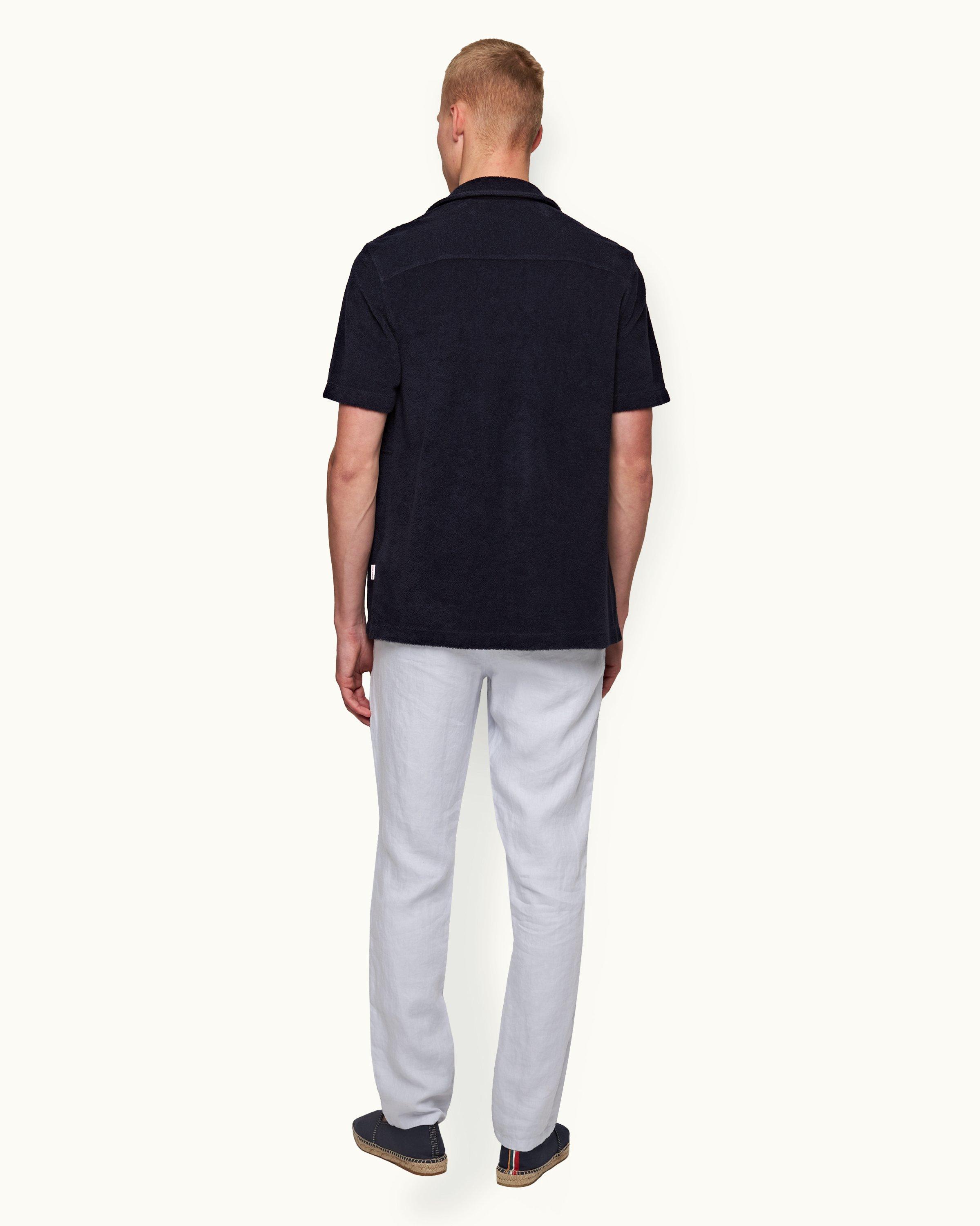 Light Island Sky Tailored Fit Washed Linen Trousers