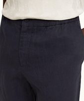 Cornell Linen - Mens Night Iris Tapered Leg Washed Linen Trousers