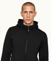 Coron - Mens Black Tailored Fit Hooded Sweatshirt
