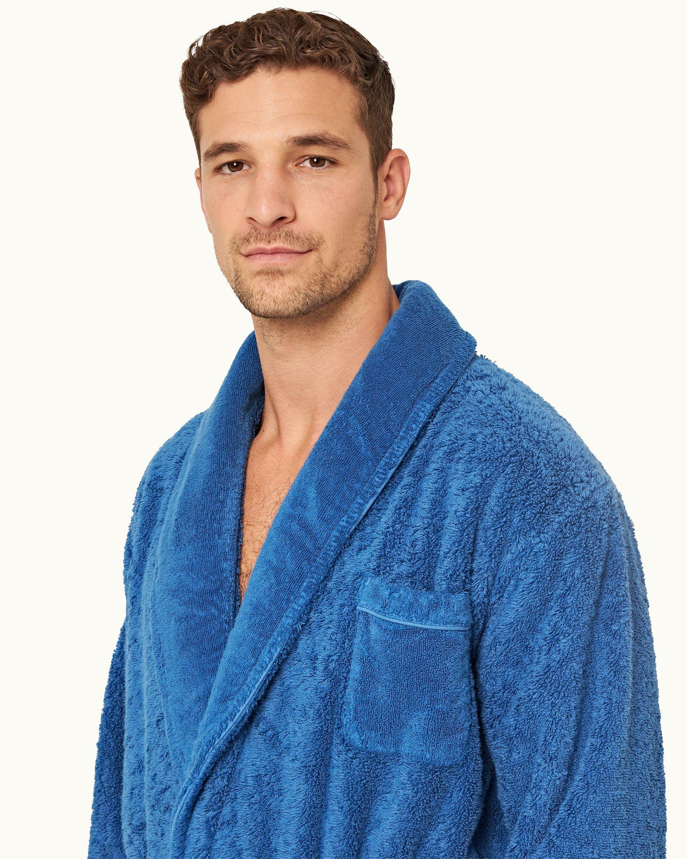 Orlebar Brown  Mid Blue 007 Dr. No Towelling Bath Robe