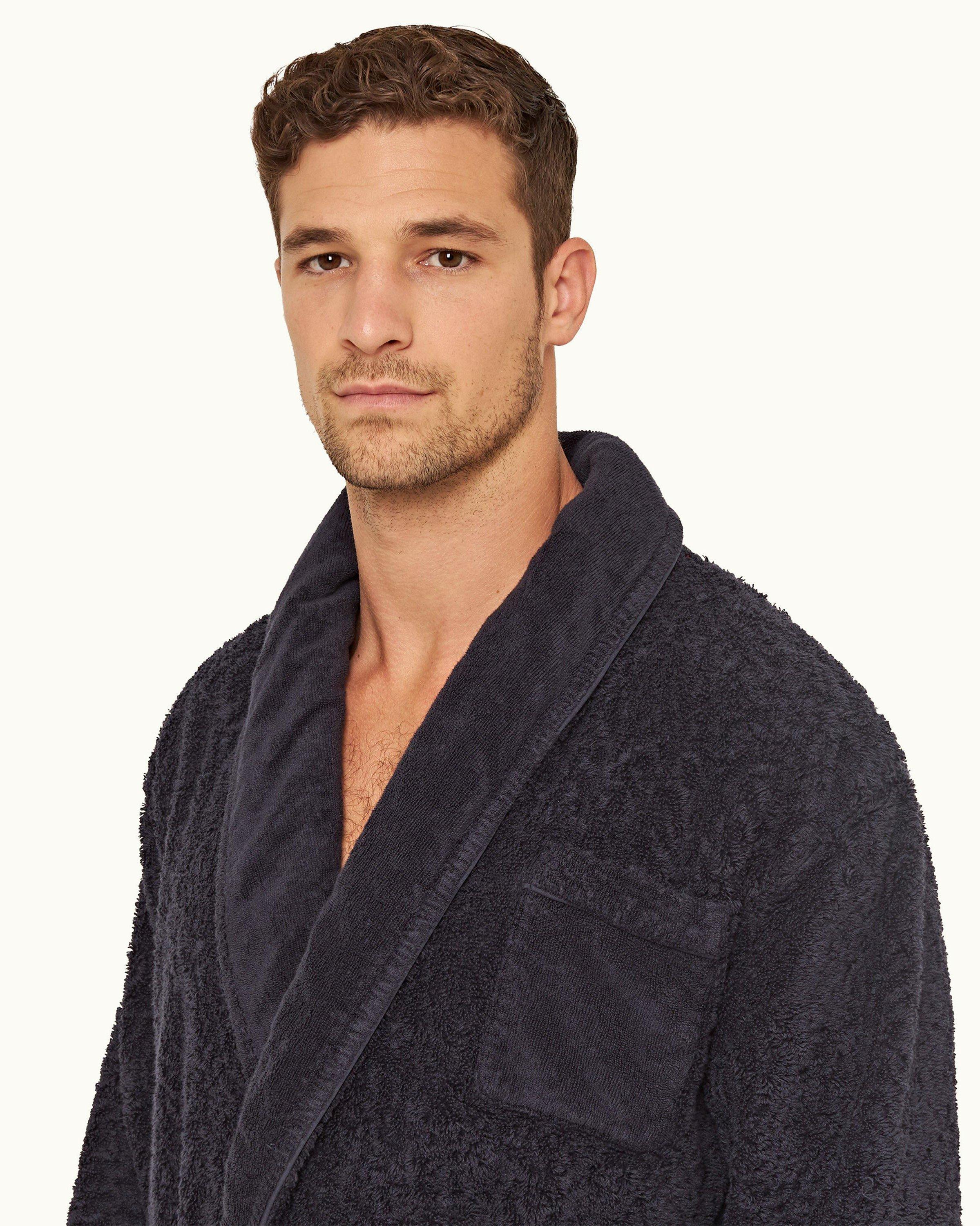 Mens navy discount towelling dressing gown