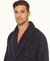 Dr No Towelling Robe - Mens Midnight Navy 007 Dr. No Towelling Bath Robe