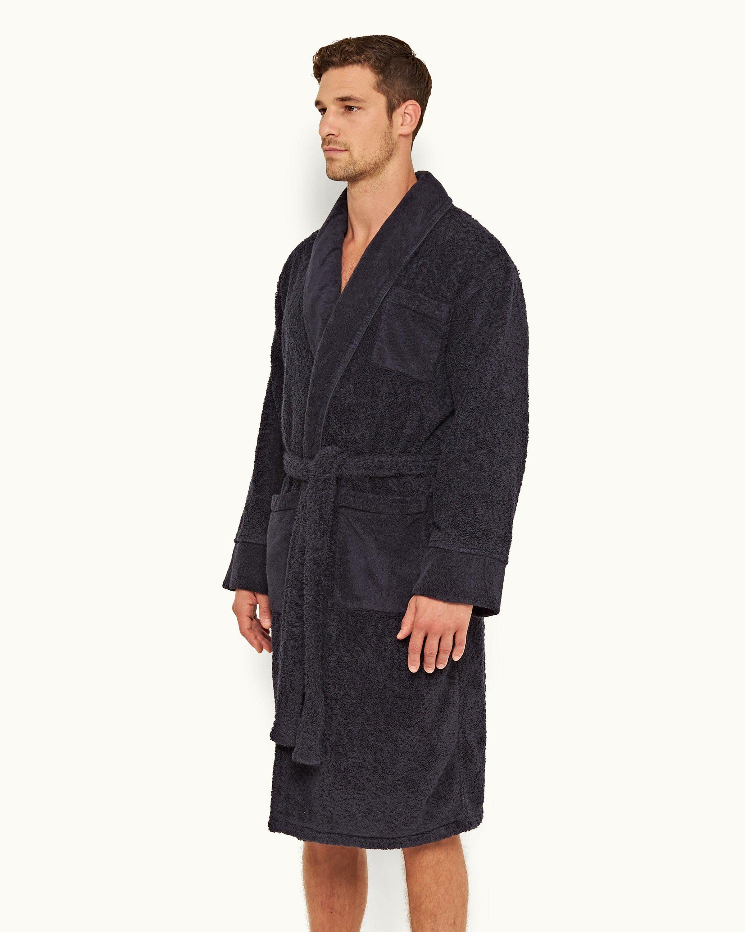 Mens navy towelling hot sale dressing gown