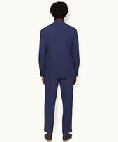 Derwin - Mens Lagoon Blue Relaxed Fit Laundered Linen Trousers