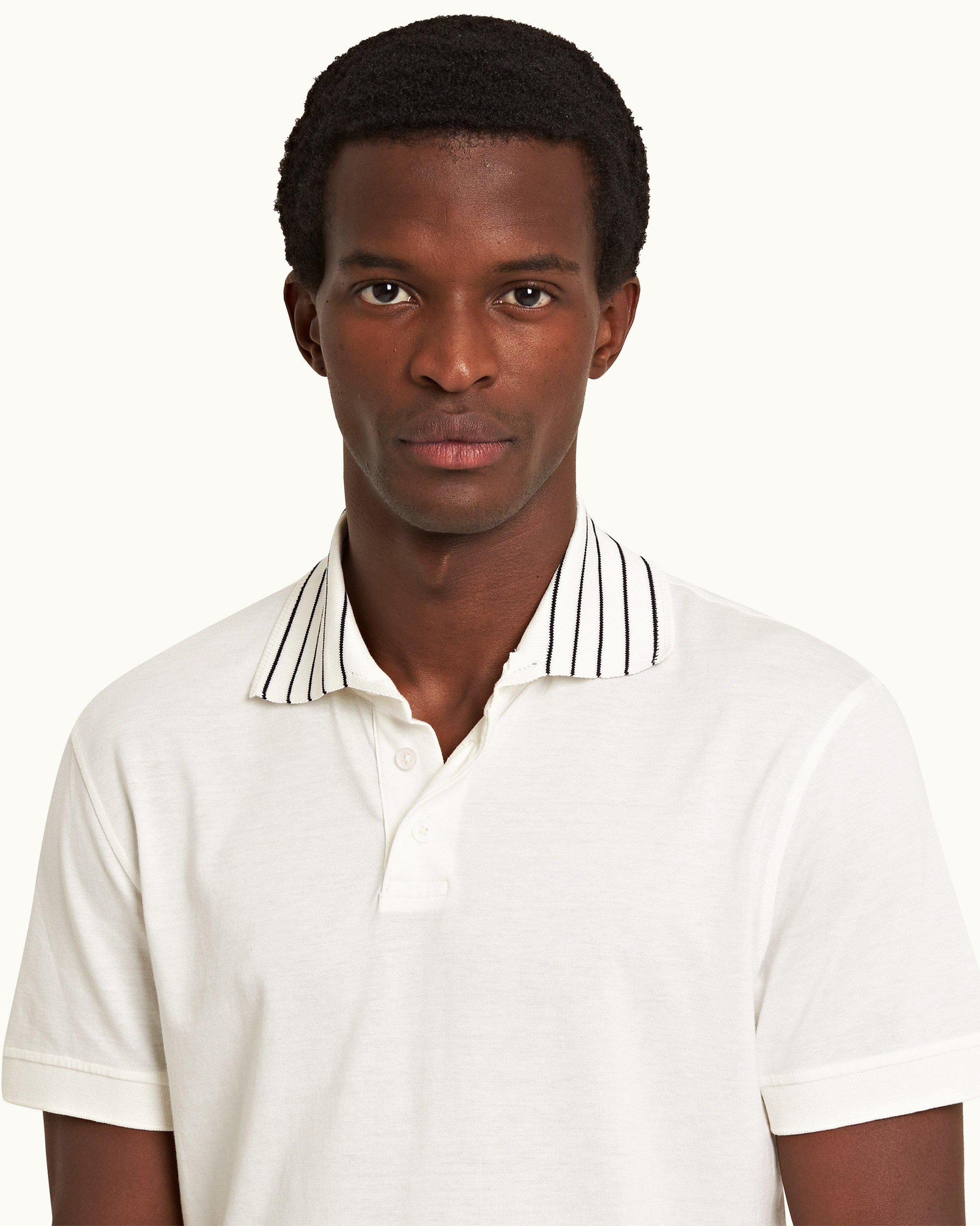 Mens White Collared Polo | Designer Polo Shirts | Orlebar Brown