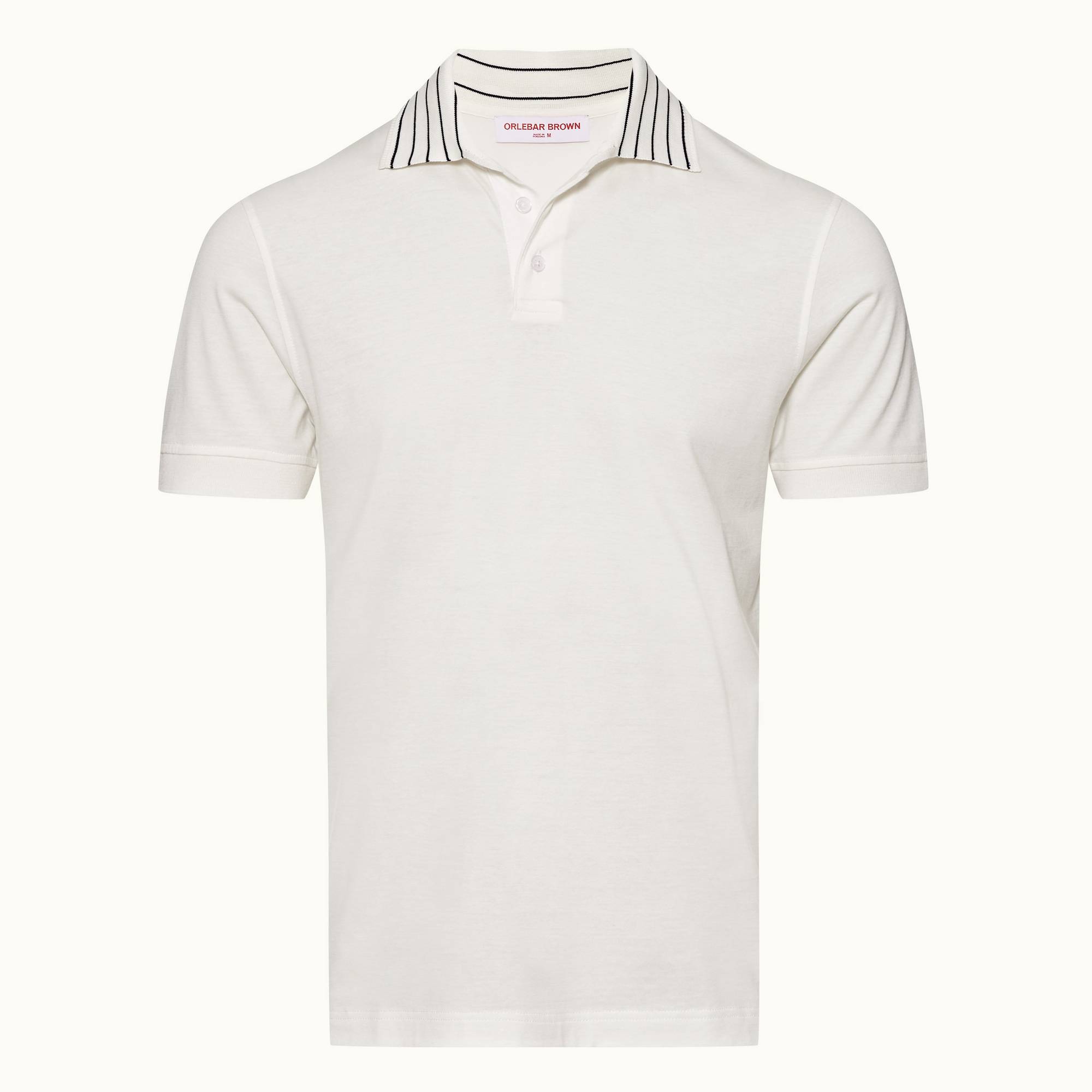 Dominic Stripe - Mens Sea Mist Classic Fit Stripe Rib Collar Polo Shirt