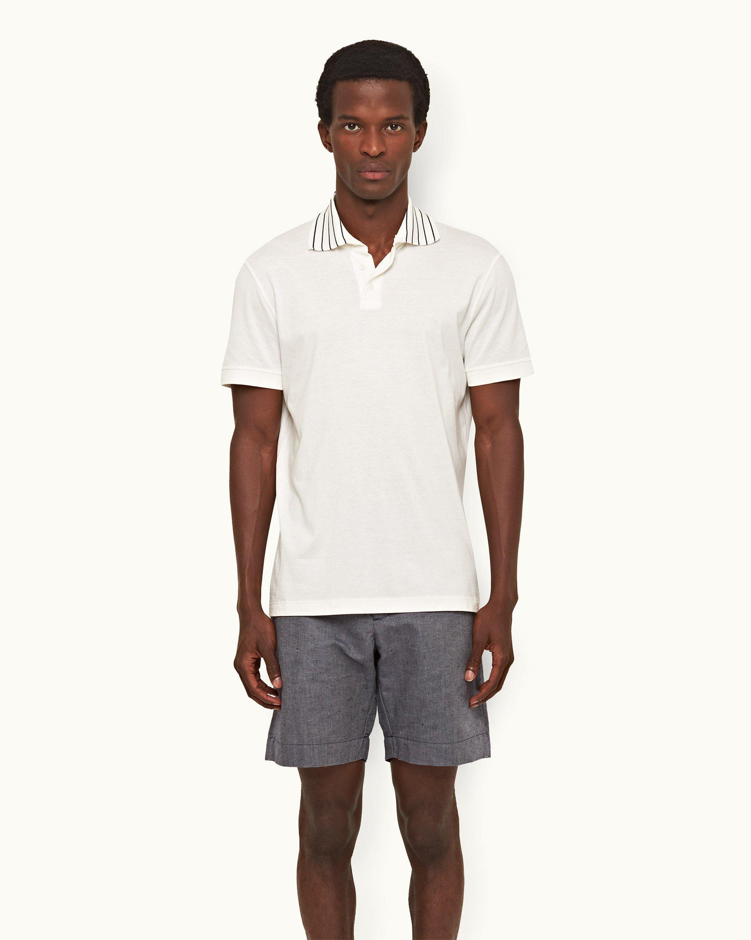 Mens White Collared Polo | Designer Polo Shirts | Orlebar Brown