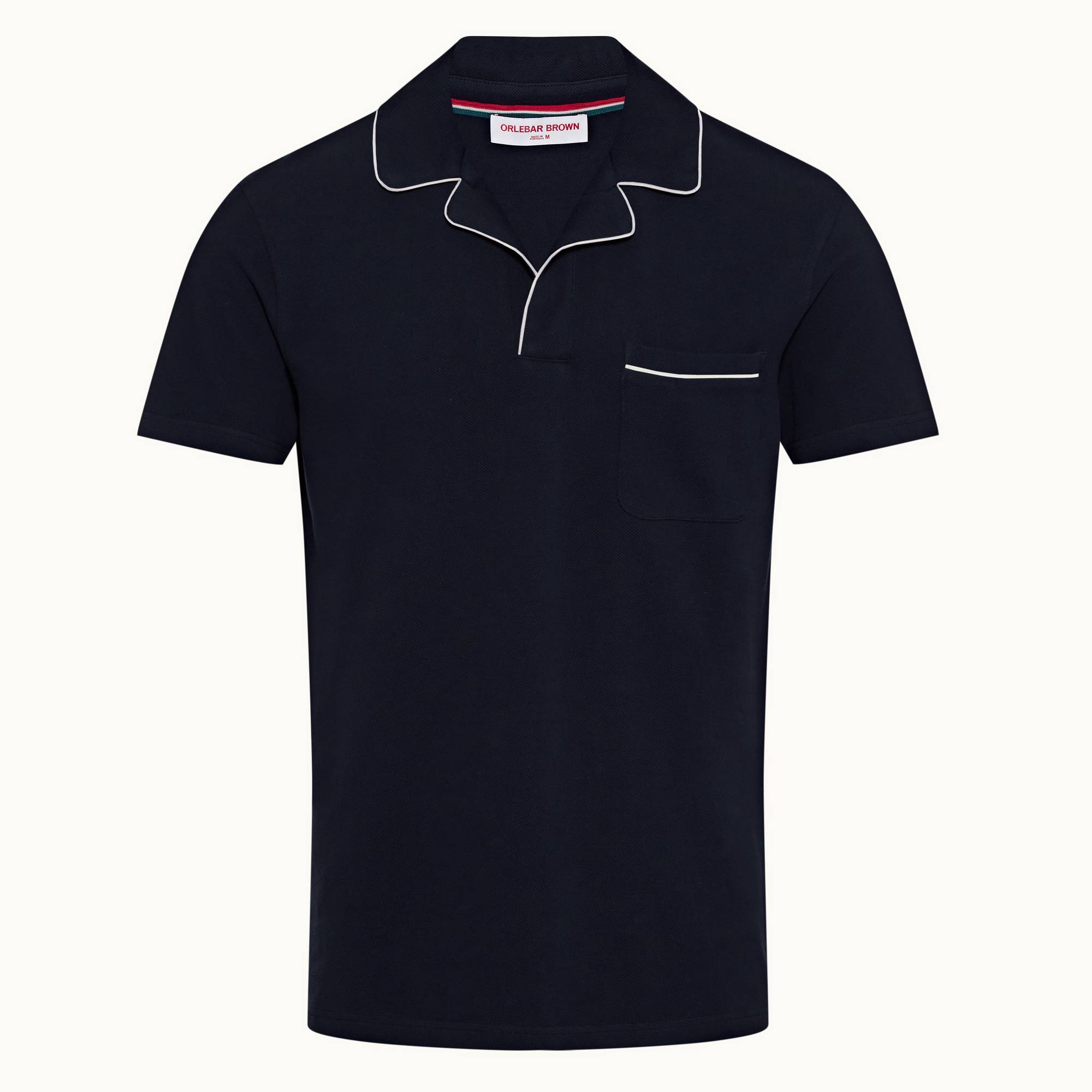 Donald Piping - Mens Navy Classic Fit Contrast Piping Collar Polo Shirt