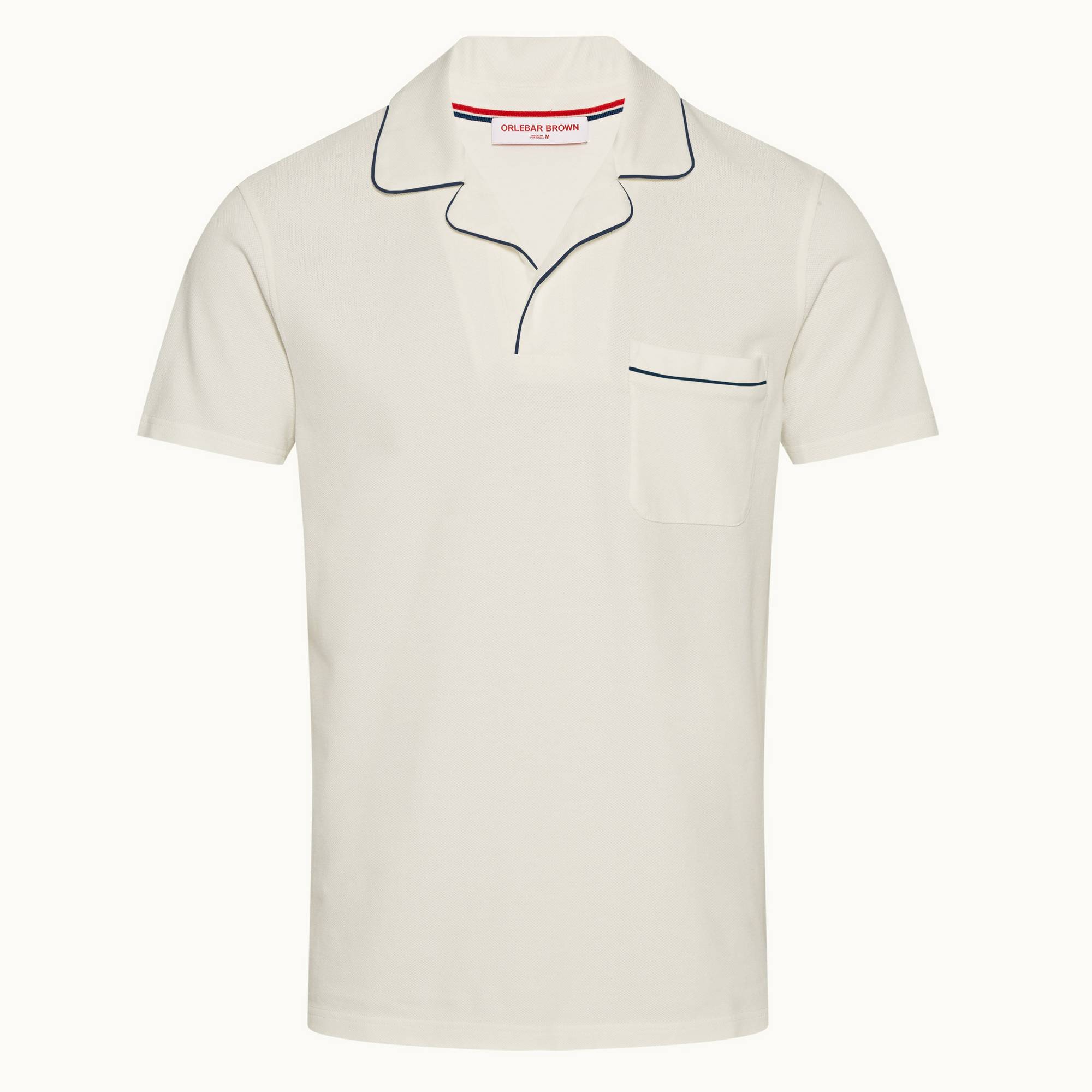 Donald Piping - Mens White Sand Classic Fit Contrast Piping Collar Polo Shirt