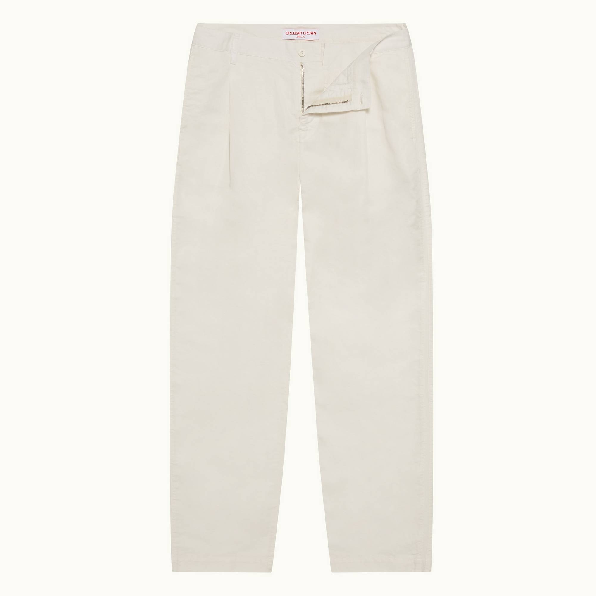 Dunmore - Mens White Sand Cotton-Linen Trousers