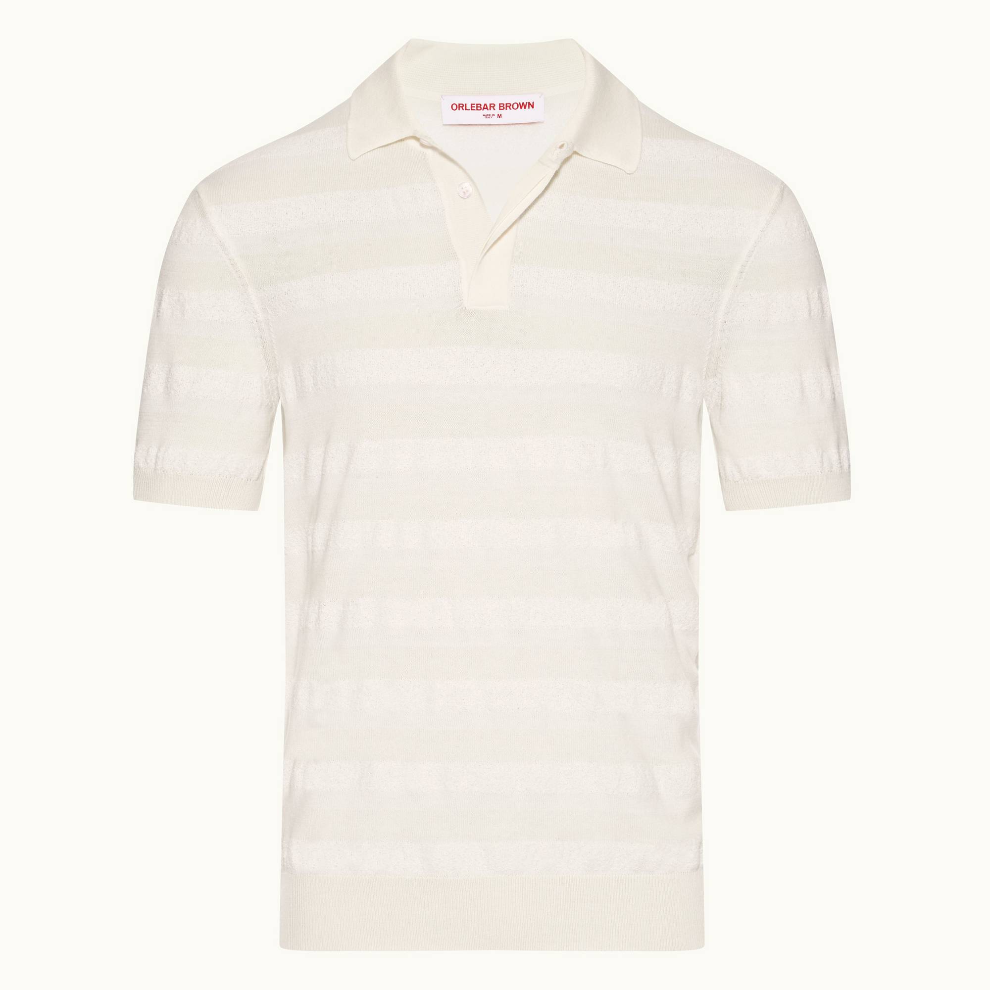 Ebro Towelling - Mens Matchstick/Sea Mist Towelling Stripe Organic Cotton Polo Shirt