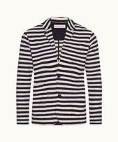 Edgar Towelling - Mens Ink/White Sand Relaxed Fit Towelling Stripe Blazer