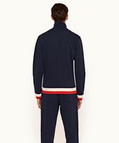 Egerton - Mens Navy Zip-Thru Funnel Neck Compact Cotton Sweatshirt
