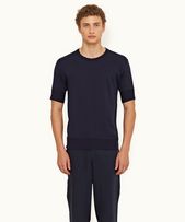 Emile - Mens Indigo Tailored Fit Organic Cotton Knit T-Shirt