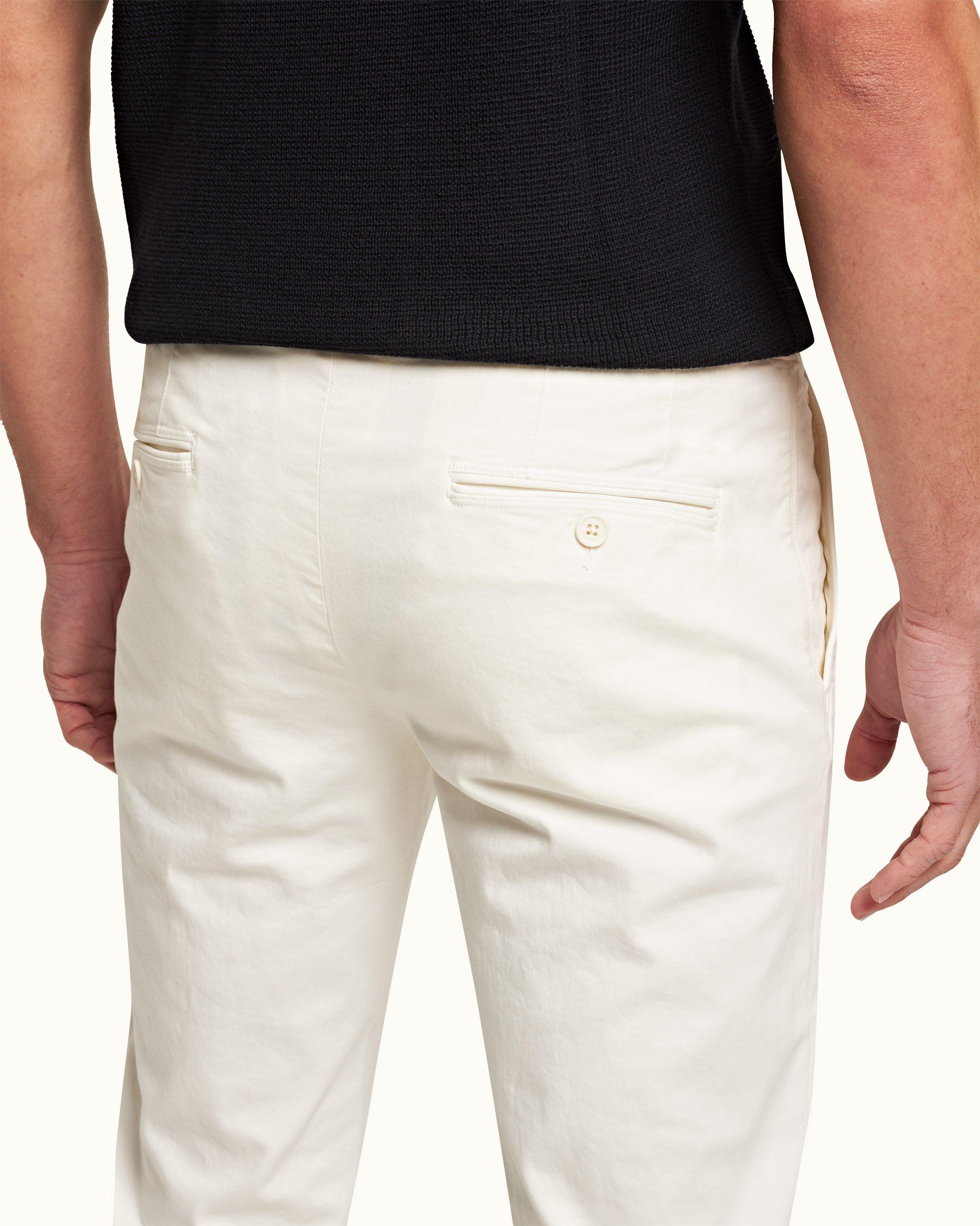 Mens White Tailored Fit Chinos, Luxury Menswear