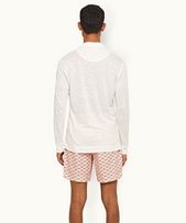 Felix - Mens Sea Mist Tailored Fit Long-Sleeve Resort Collar Linen Polo Shirt