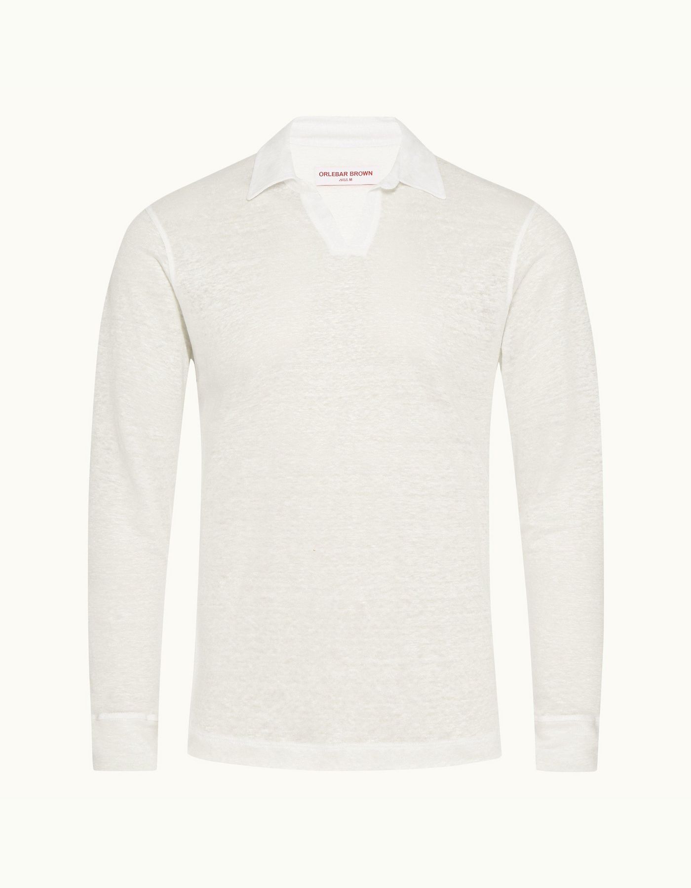 Felix Linen - Mens White Sand Resort Collar Long-Sleeve Polo Shirt
