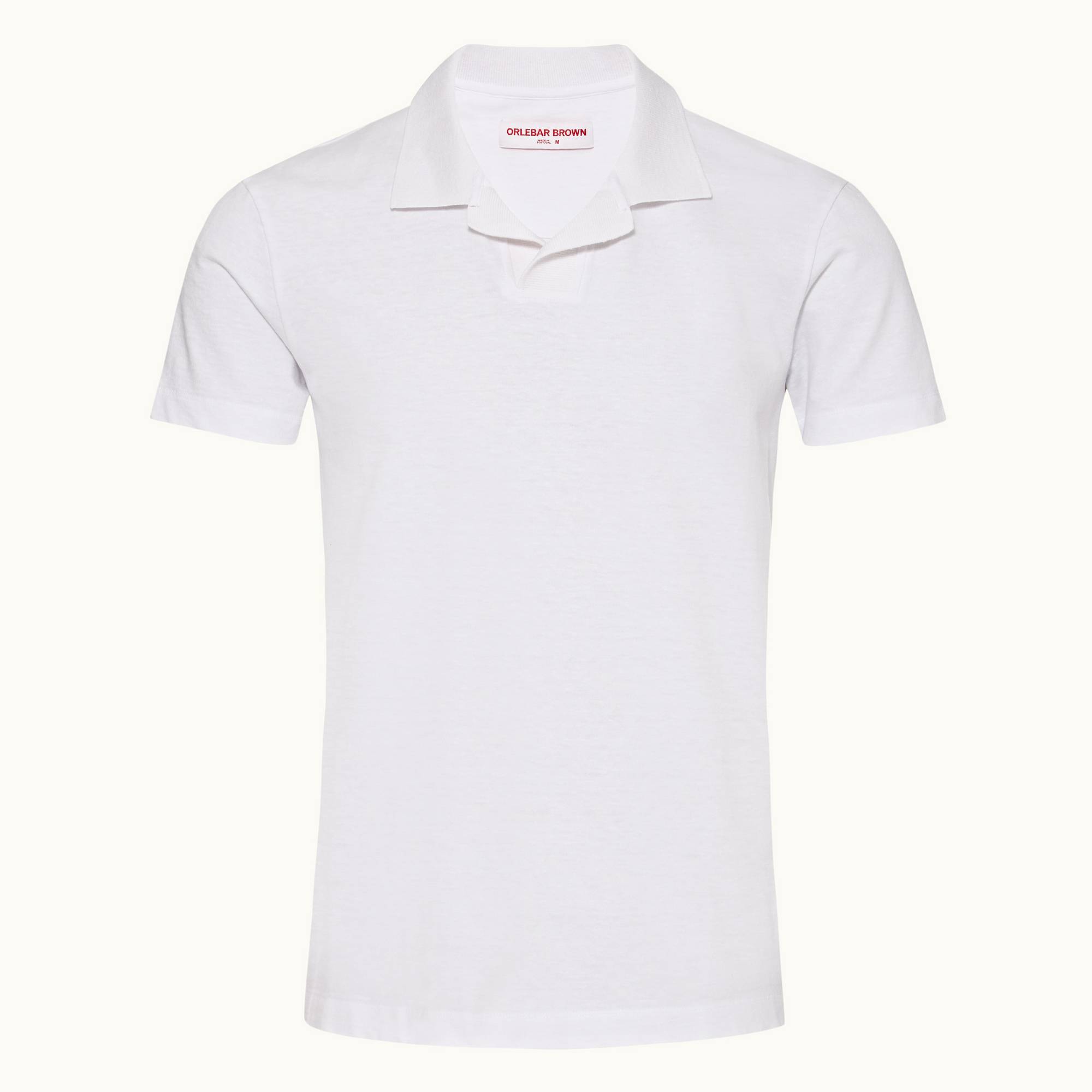 Felix Cotton - Mens White Resort Collar Textured Cotton Polo Shirt