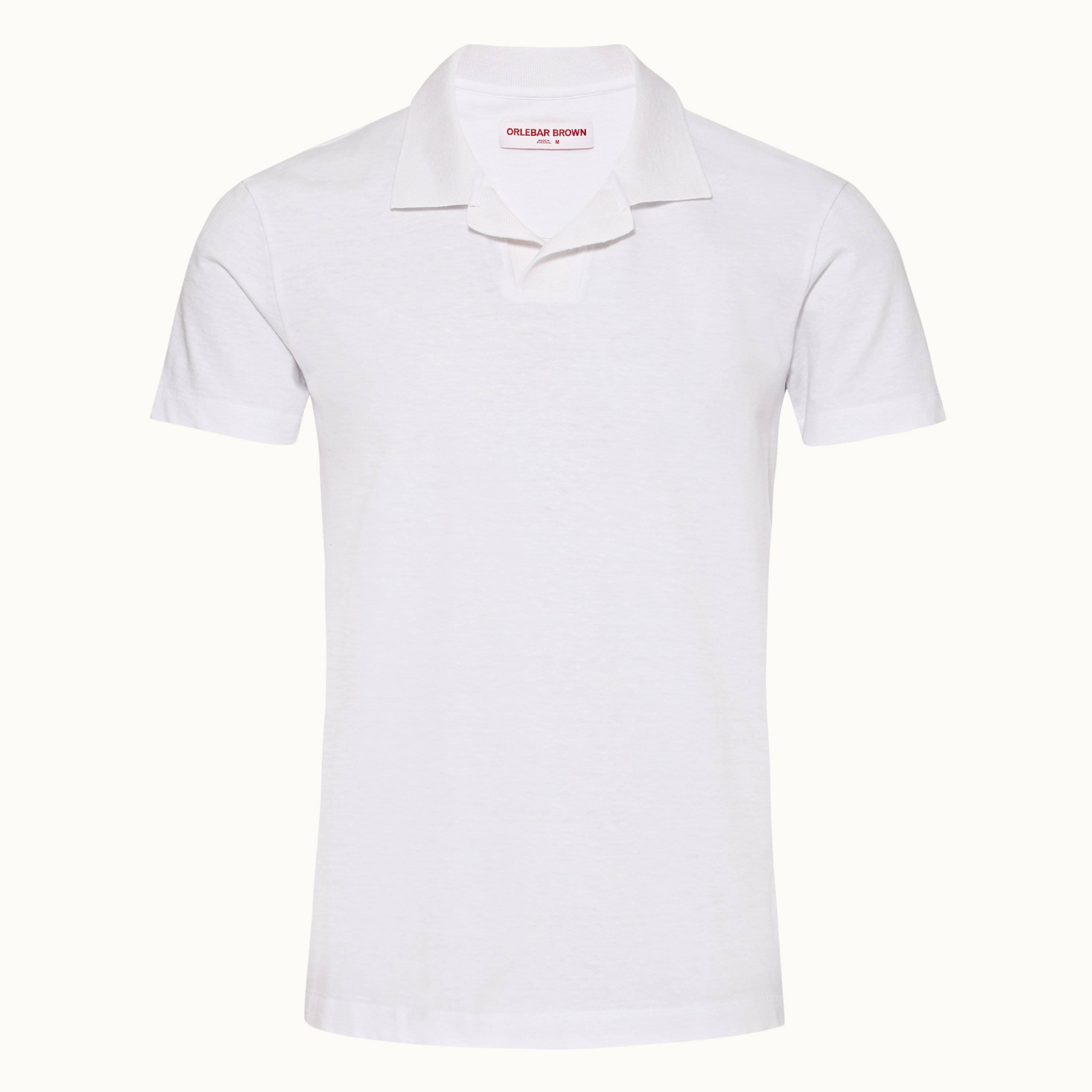 White Resort Collar Textured Cotton Polo Shirt - Orlebar Brown