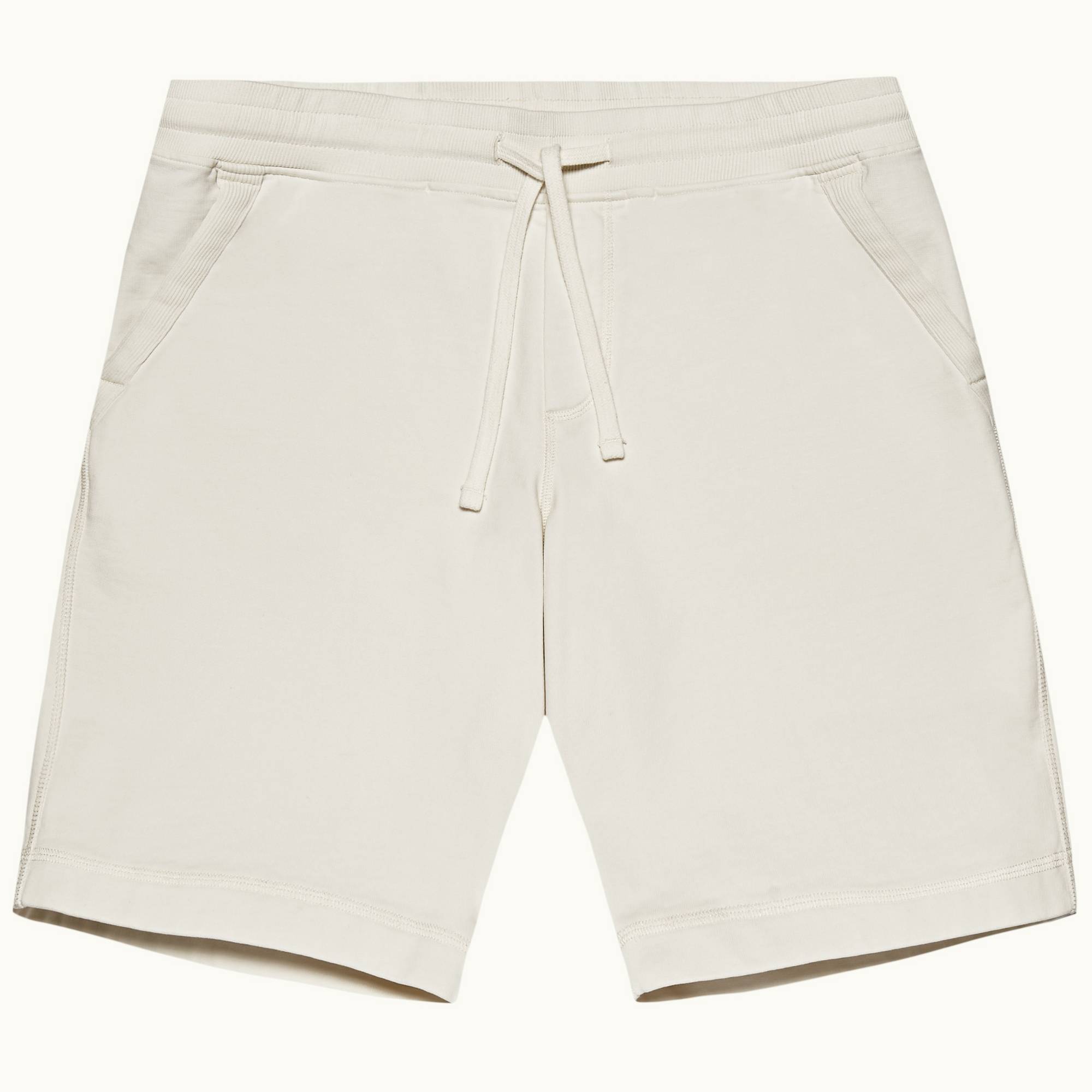 Frederick - Mens White Sand Tailored Fit Organic Cotton Sweat Shorts