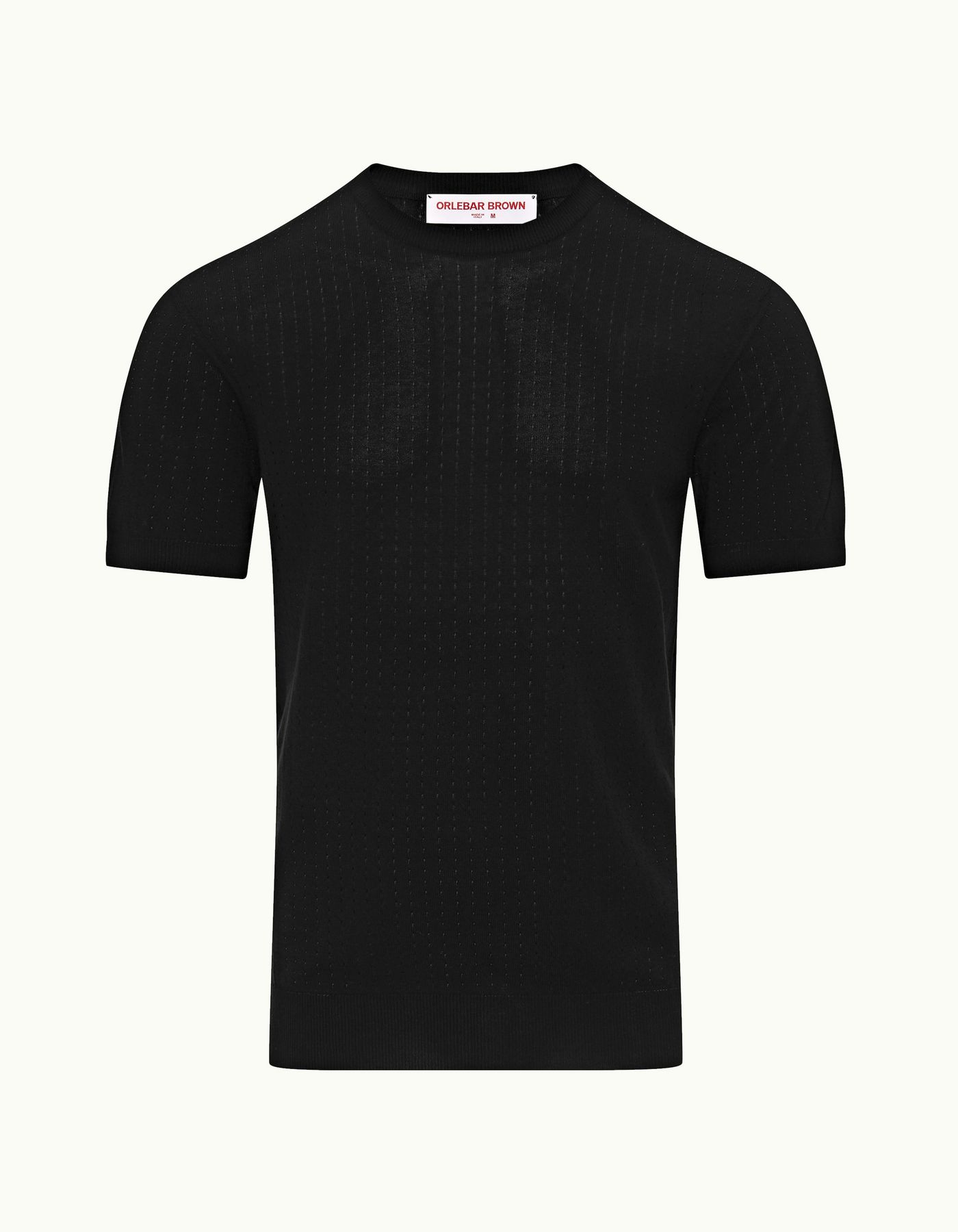 Gaulin - Mens Black Pointelle Stripe Cotton-Silk T-shirt