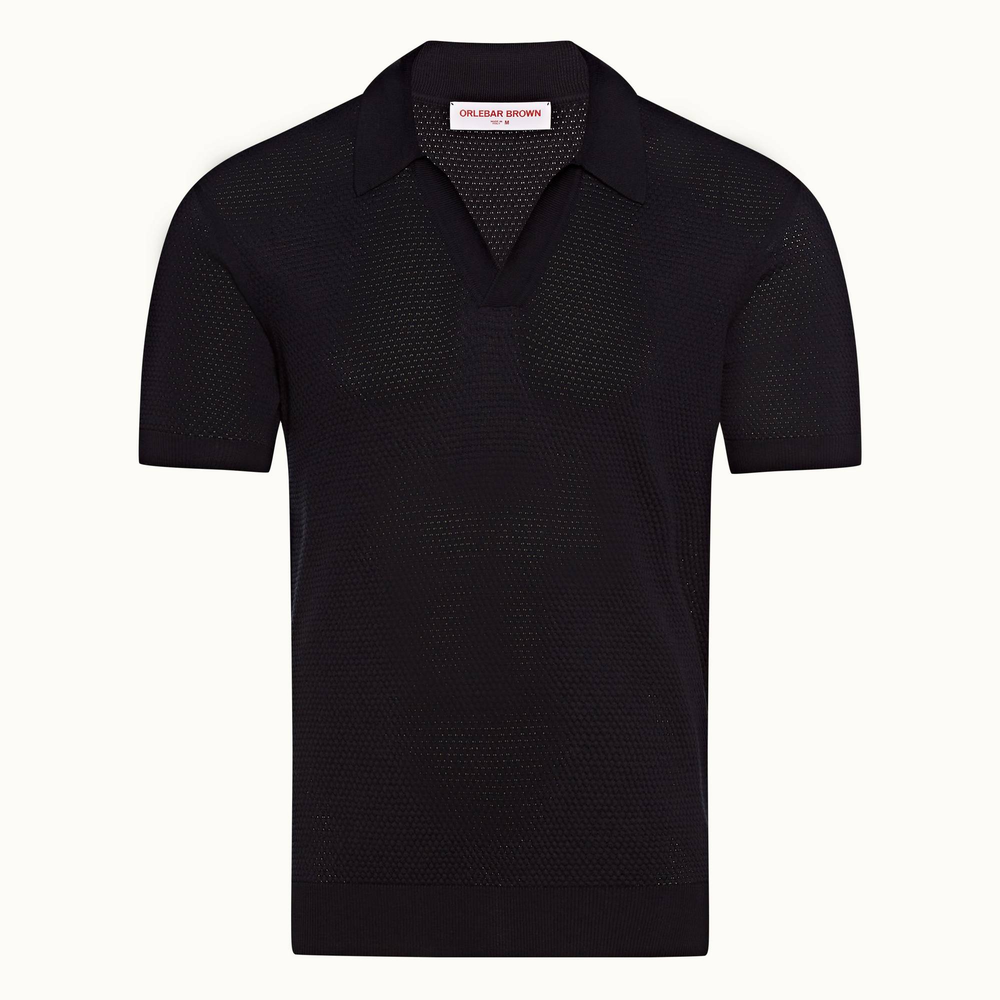 Galliot - Mens Ink Tailored Fit Knitted Cotton Polo Shirt