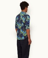 Giles Linen - Mens Night Iris Islet Print Classic Collar Shirt