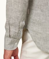 Giles Linen - Mens Graphite/White Classic Collar Tailored Fit Linen Shirt