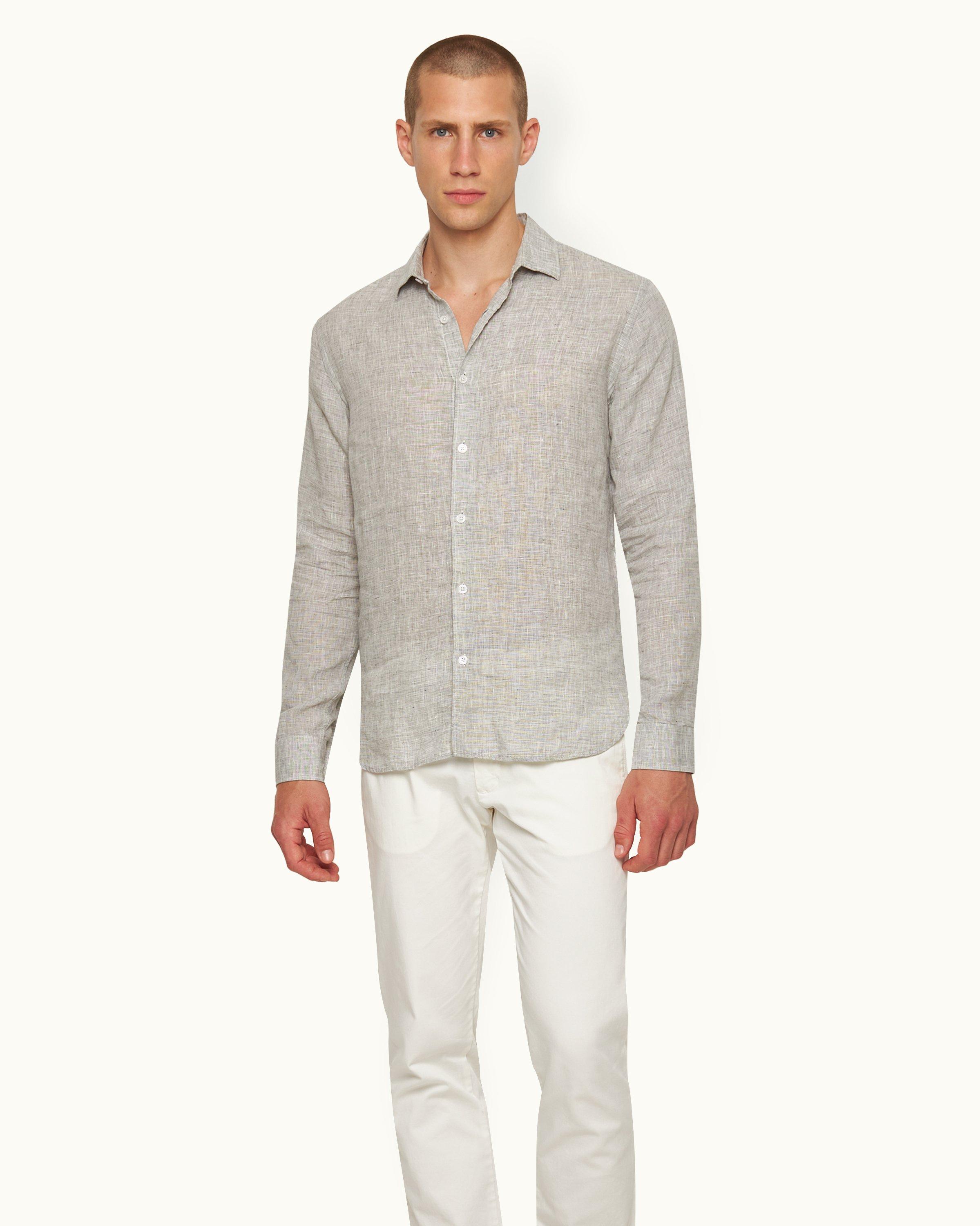 Tailored Fit White Linen Shirt