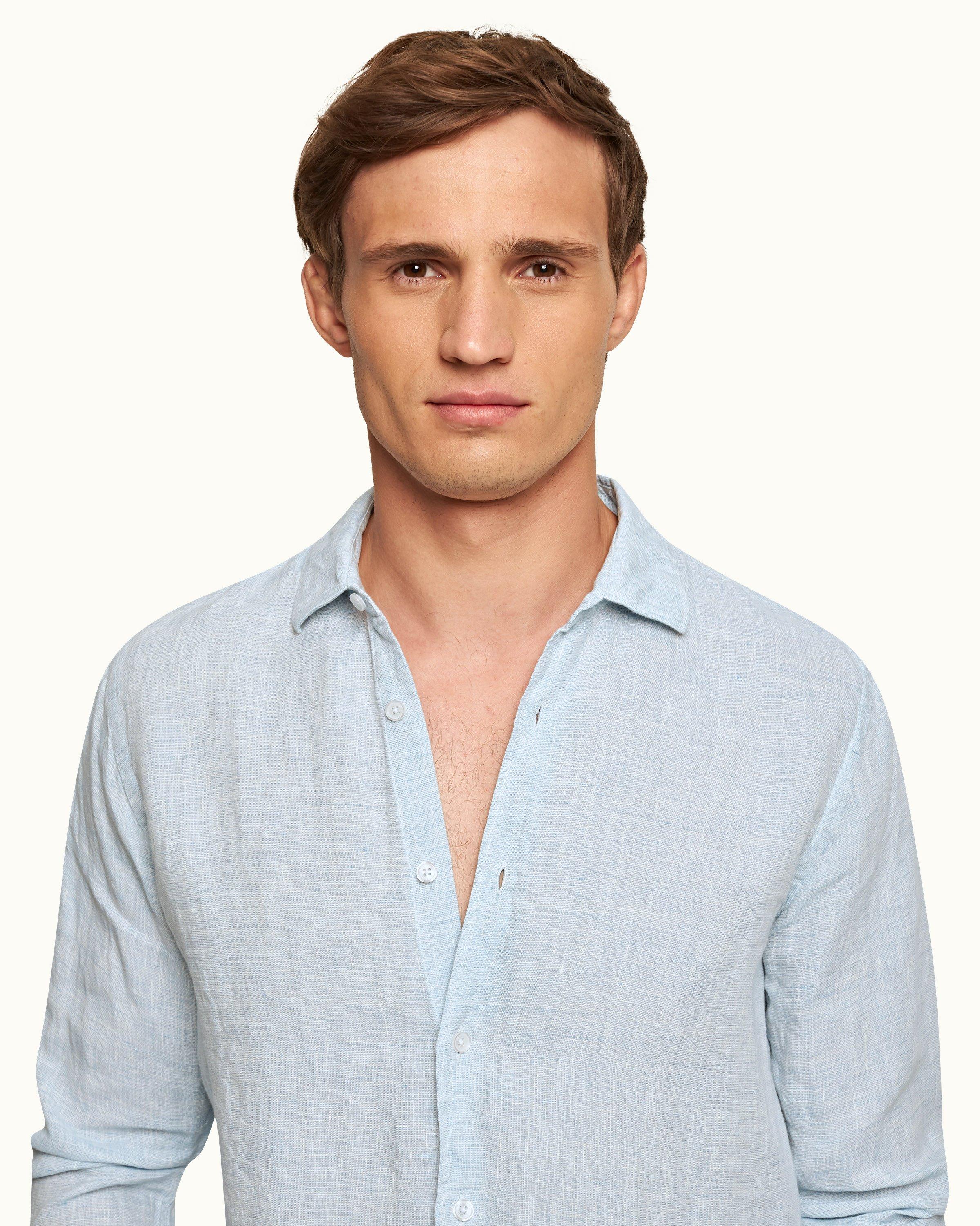 Buy Arctic Blue Linen Shirt for Men Online in India -Beyoung