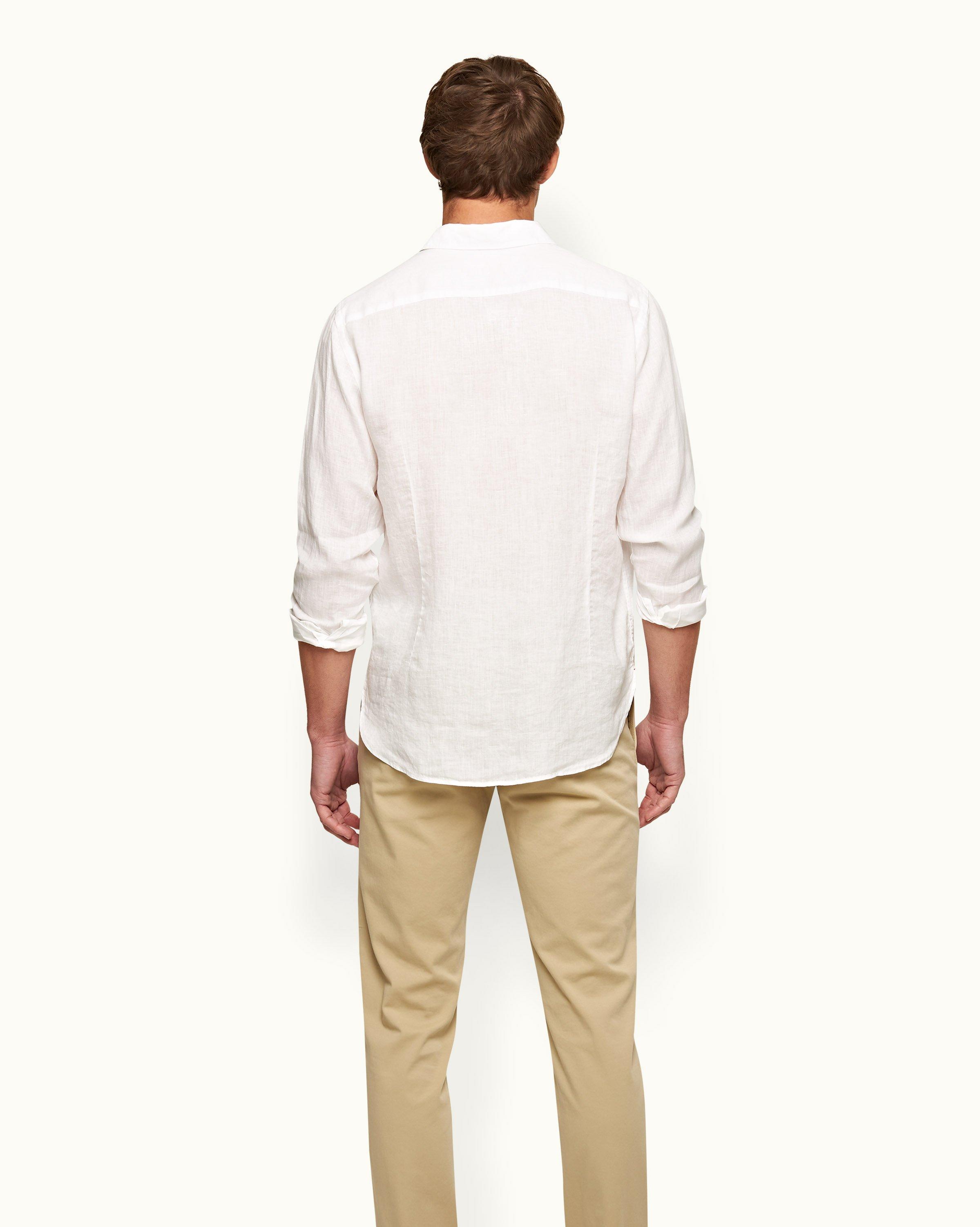 Linen White Shirt with Beige Pants