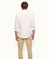 Giles Linen - Mens White Tailored-Fit Shirt