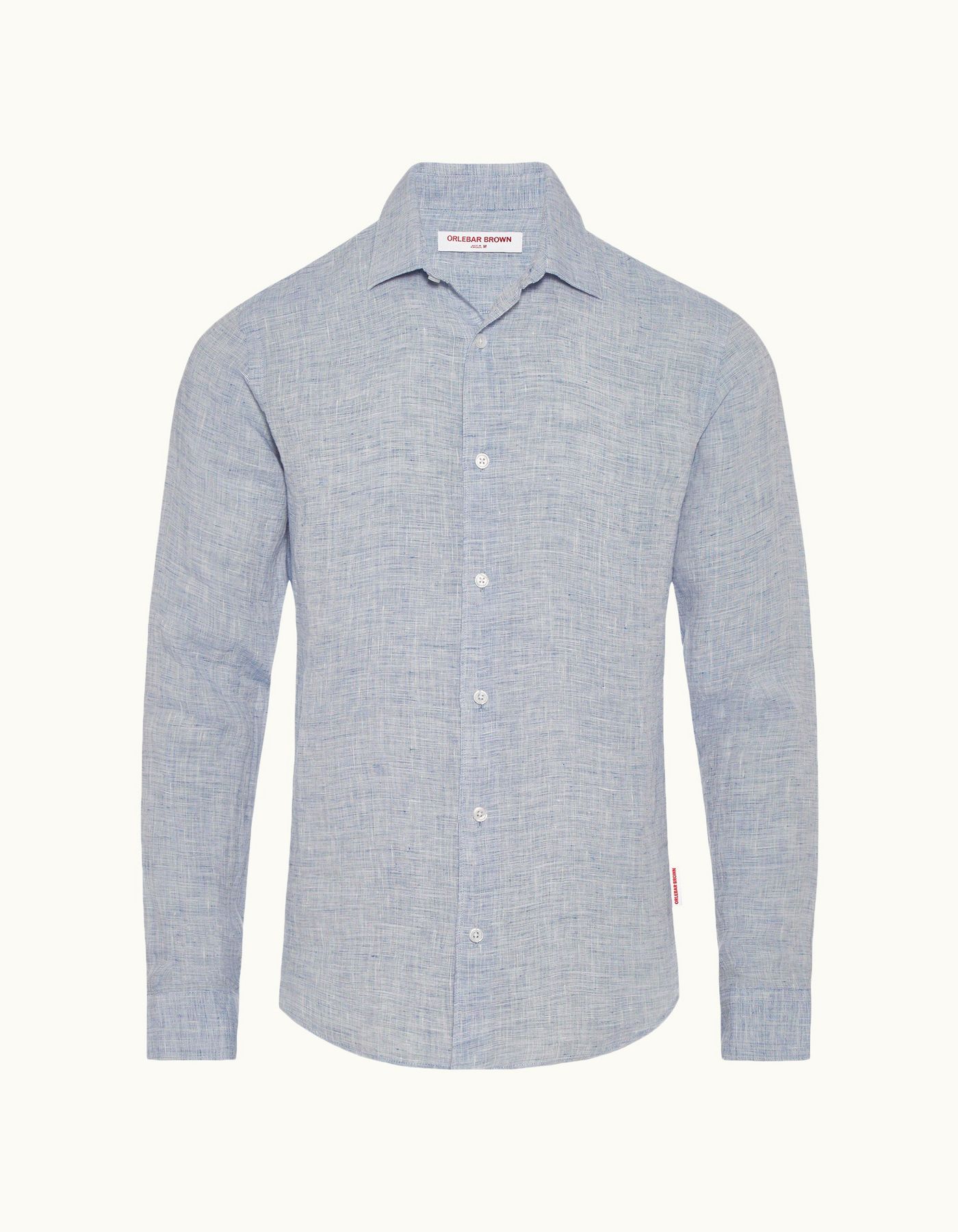 Giles Linen - Mens Navy/White Tailored-Fit Shirt