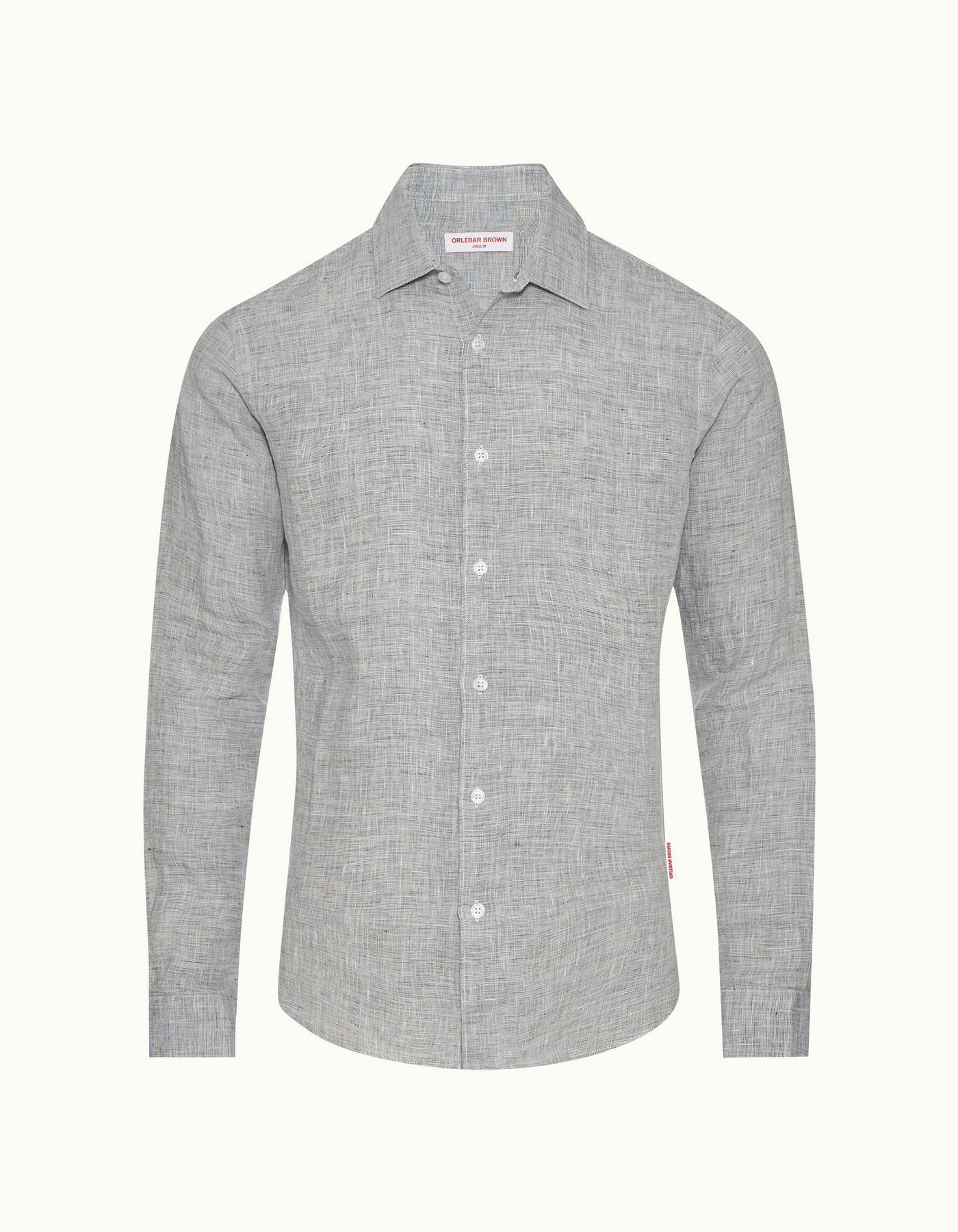 Giles Linen - Mens Storm Grey Classic Collar Tailored Fit Linen Shirt