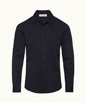 Giles Pique - Mens Night Iris Classic Collar Cotton Pique Shirt