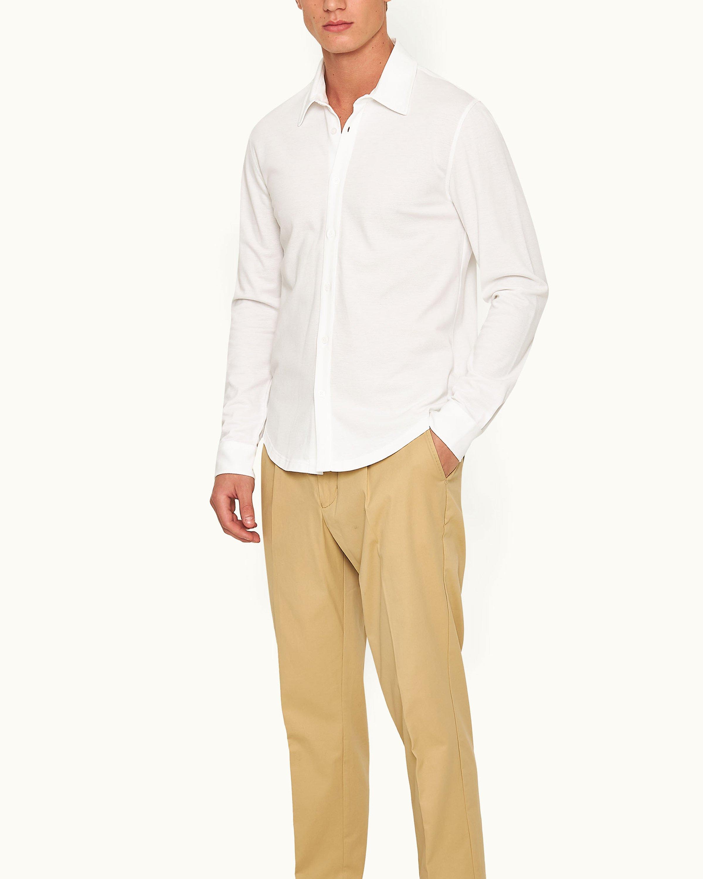 Orlebar Brown Chemise col classique en piqu de coton White