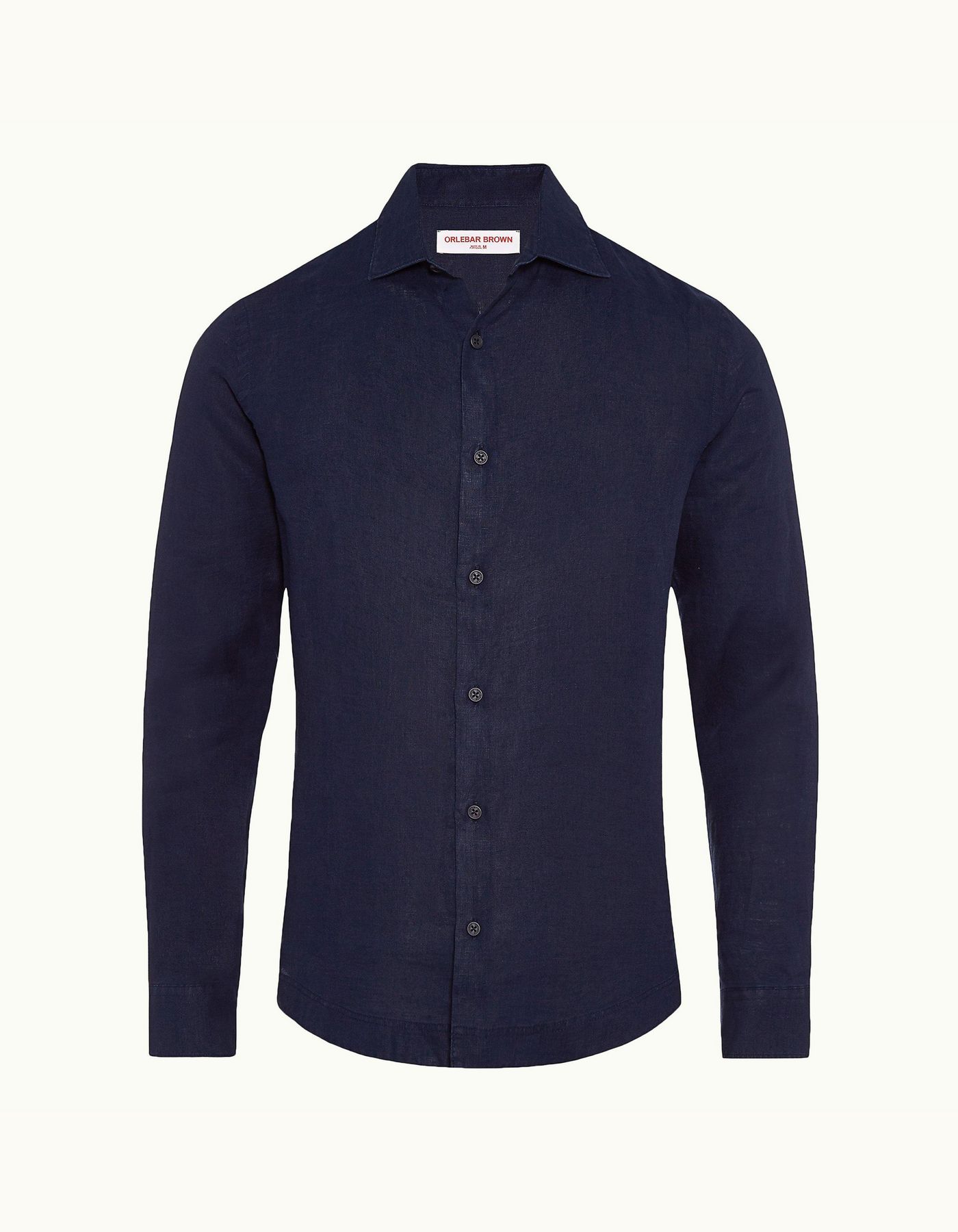 Giles Linen - Mens Navy Cutaway Collar Tailored Fit Linen Shirt