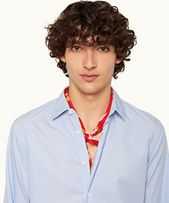 Giles - Mens Ice Blue/White Classic Collar Stitch End On End Shirt